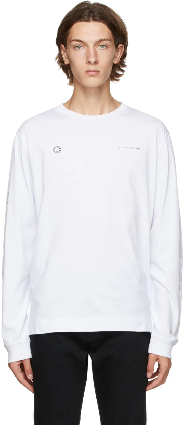1017 ALYX 9SM White Double Logo Long Sleeve T-Shirt