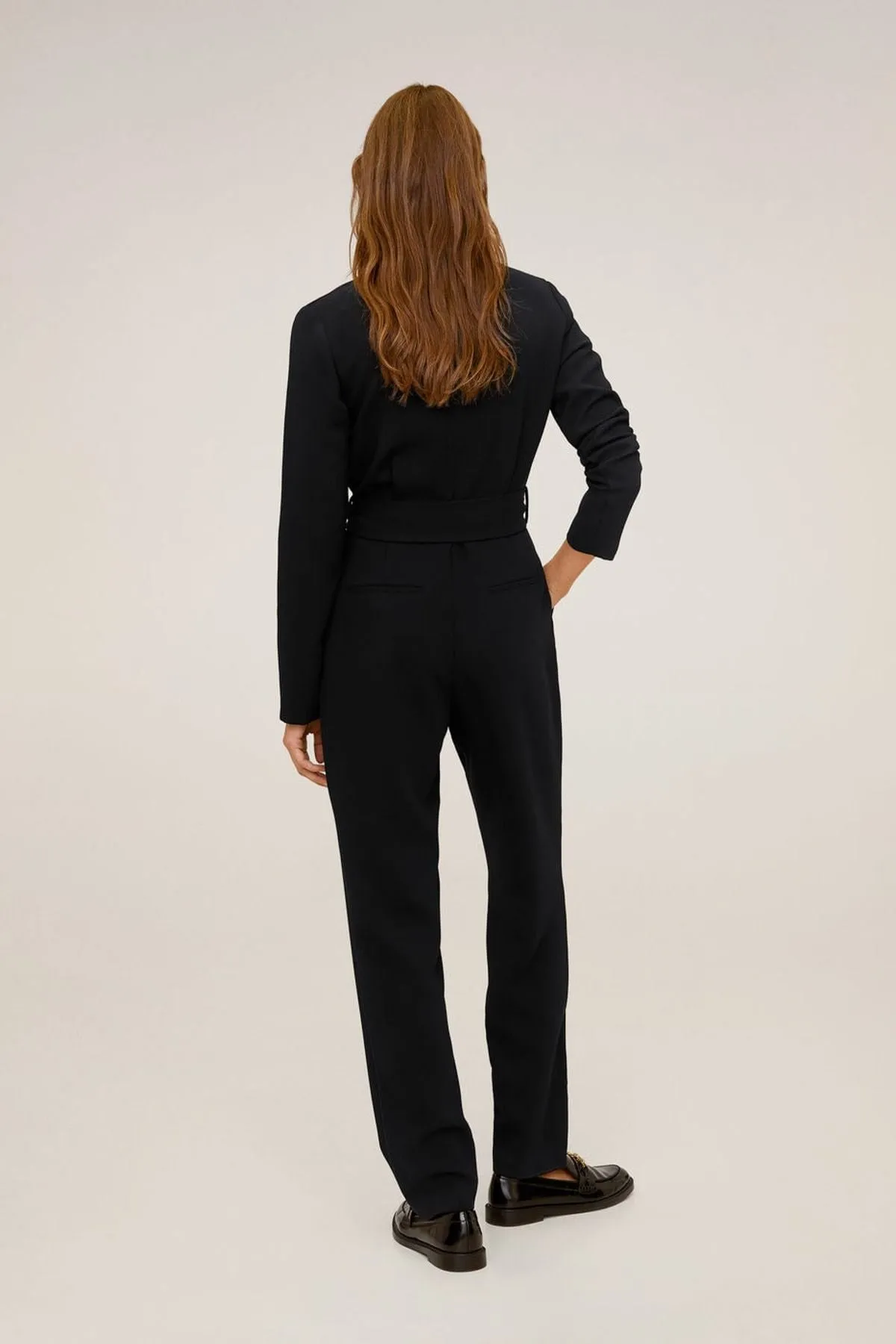 16182 Black Wrap Collar Jumpsuit