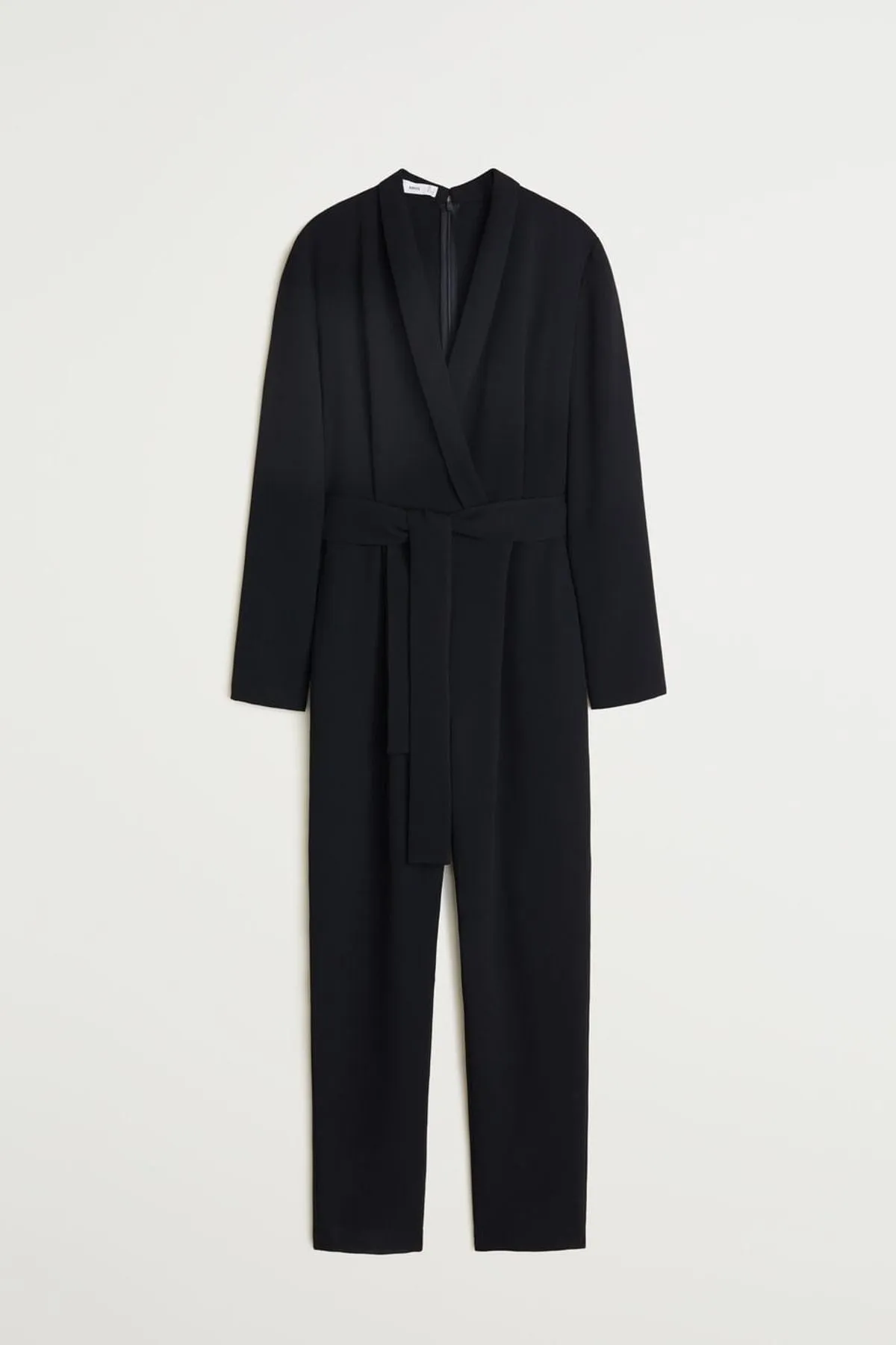 16182 Black Wrap Collar Jumpsuit