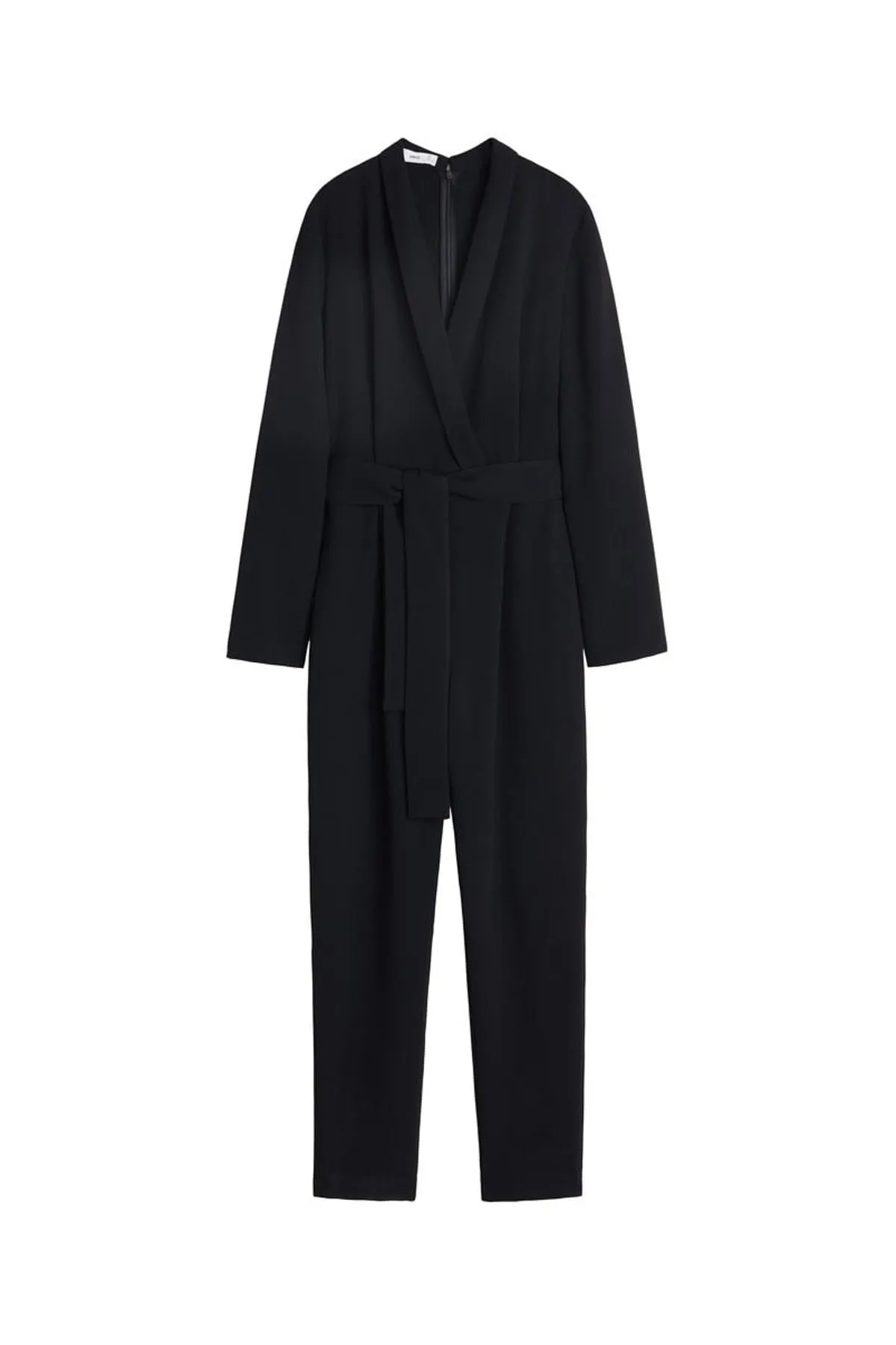 16182 Black Wrap Collar Jumpsuit