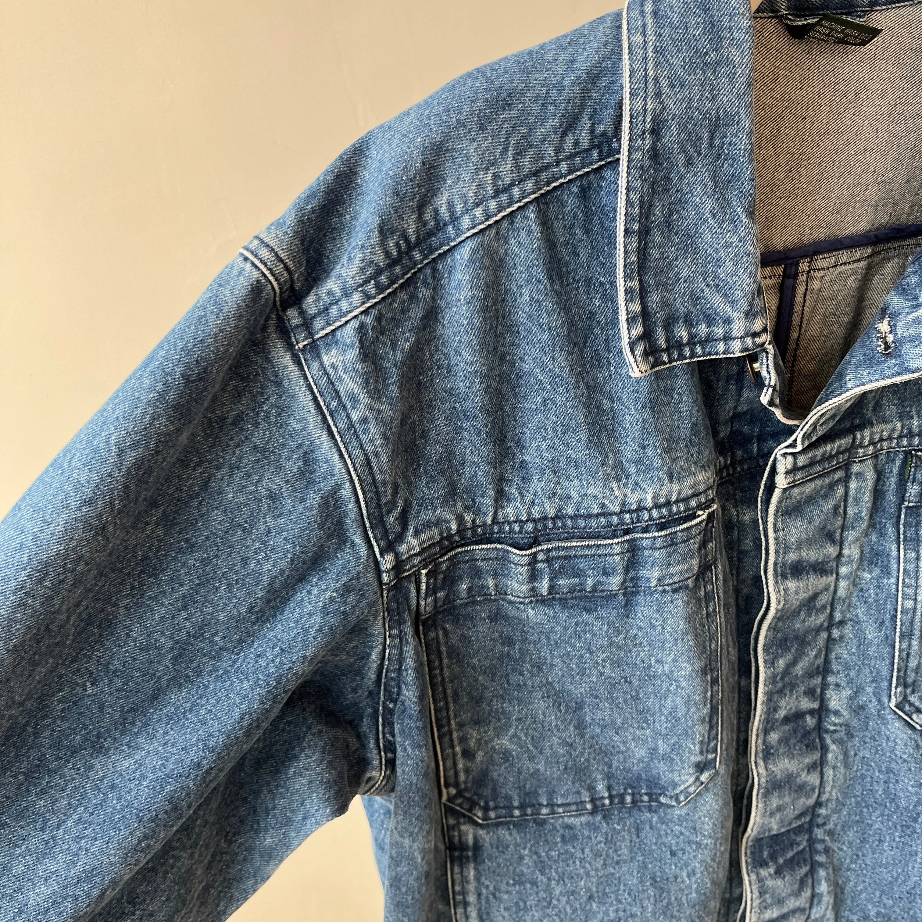 1990s Smith   Hawken Larger Pleated Denim Dad Jacket with Big Chest Pockets