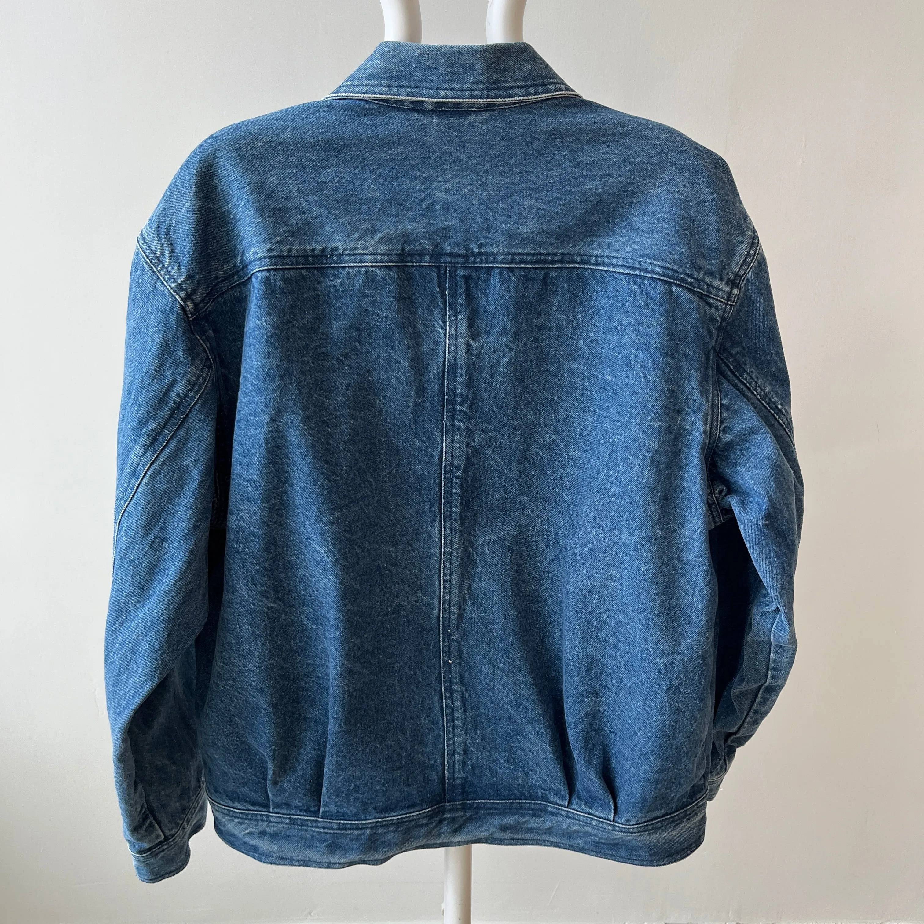 1990s Smith   Hawken Larger Pleated Denim Dad Jacket with Big Chest Pockets