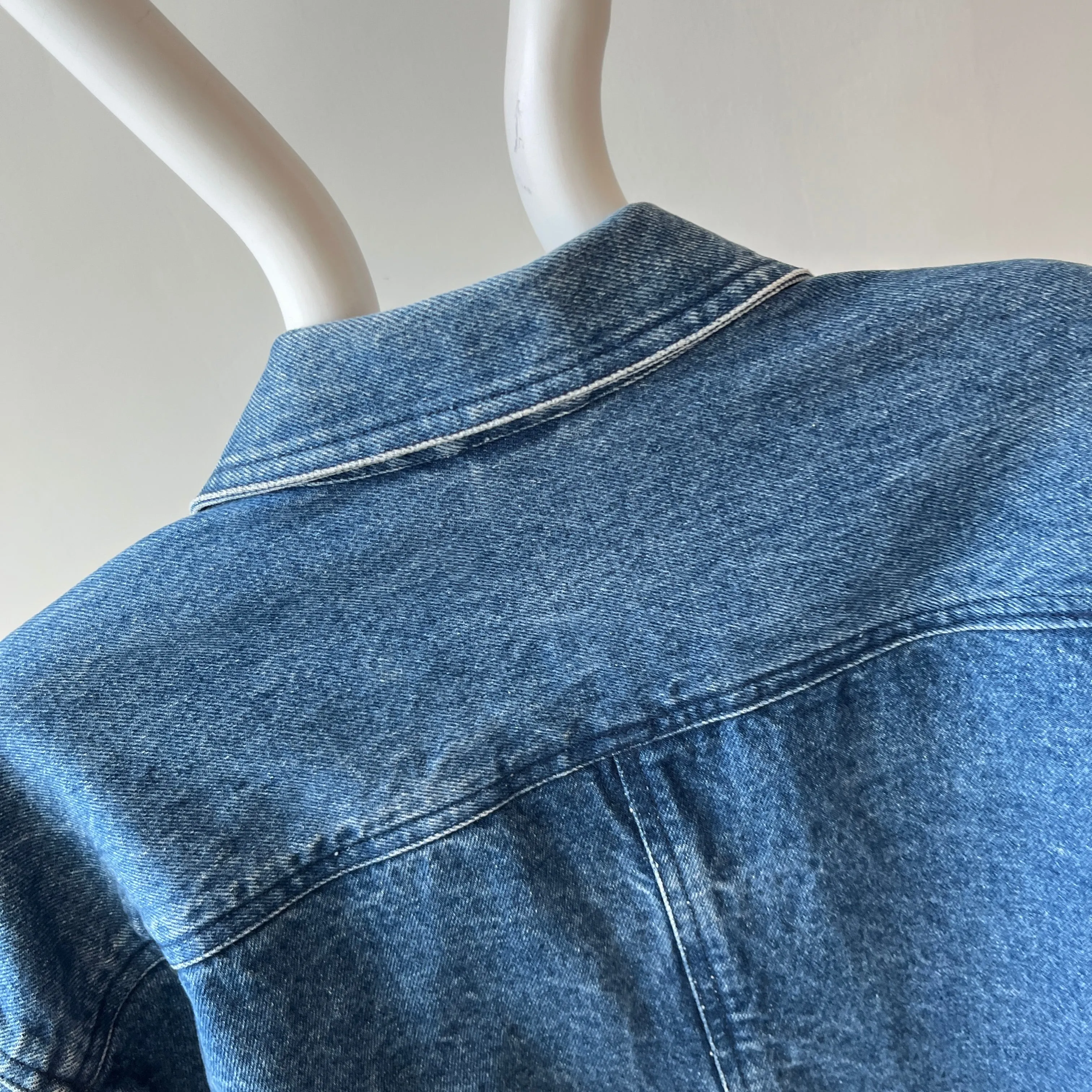 1990s Smith   Hawken Larger Pleated Denim Dad Jacket with Big Chest Pockets