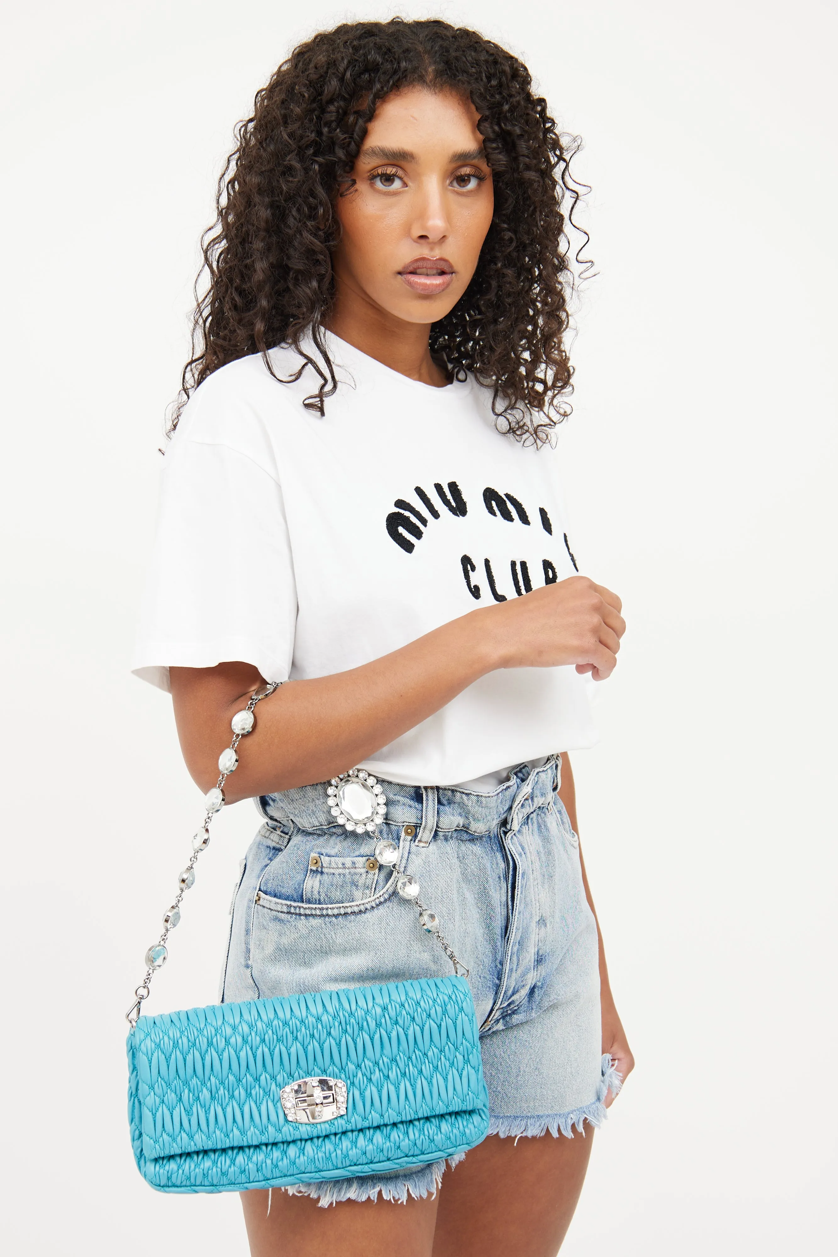 2014 Matelassé Leather Crystal Flap Bag