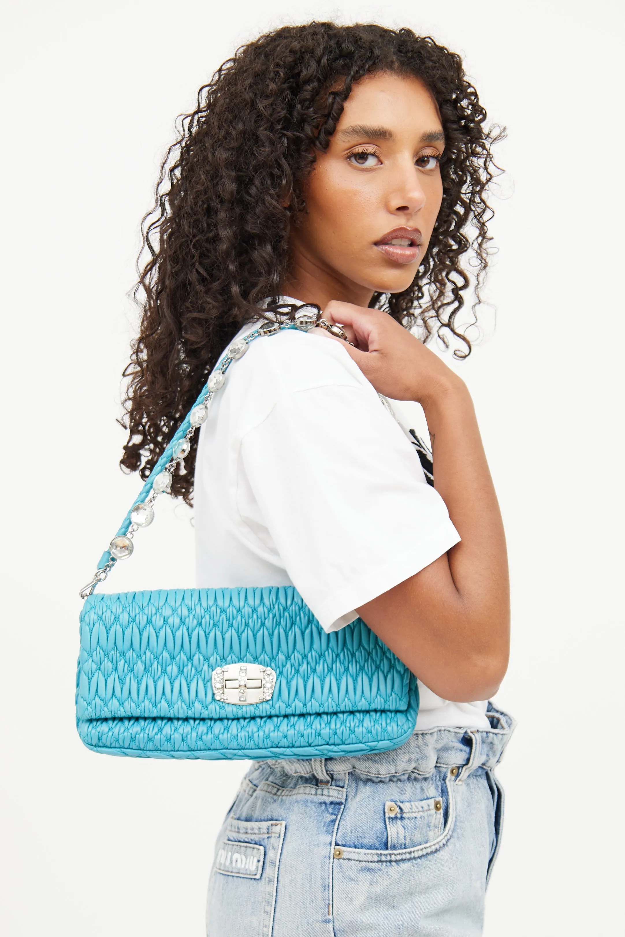 2014 Matelassé Leather Crystal Flap Bag