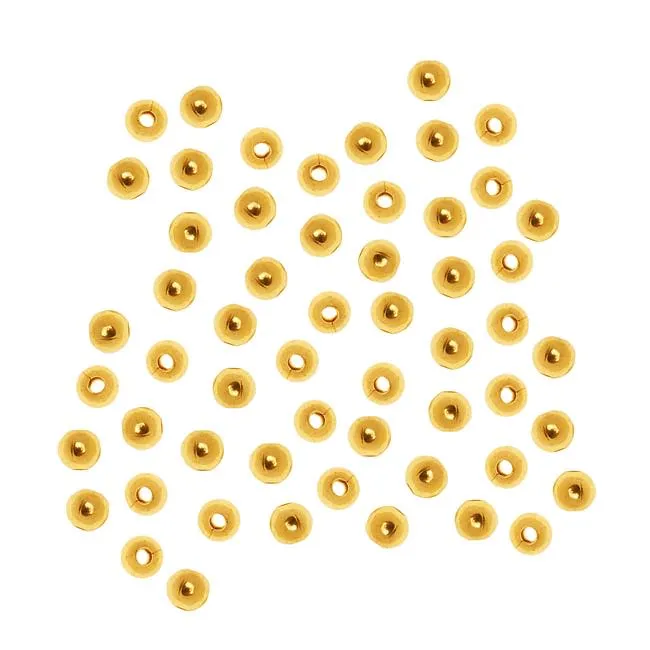 22K Gold Plated 2.5mm Round Metal Beads (100 pcs)
