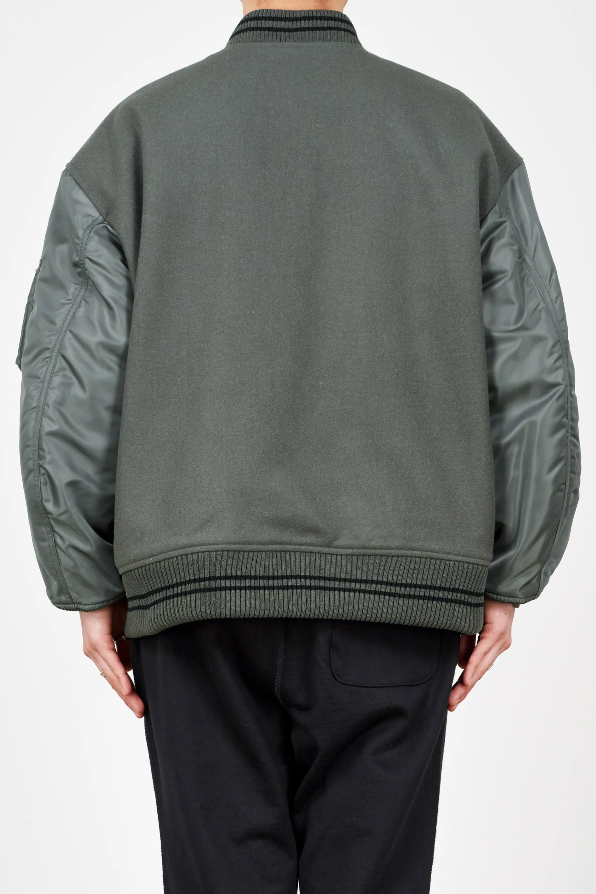 A23C-17BL01C ORGANIC WOOL MELTON VARSITY JACKET