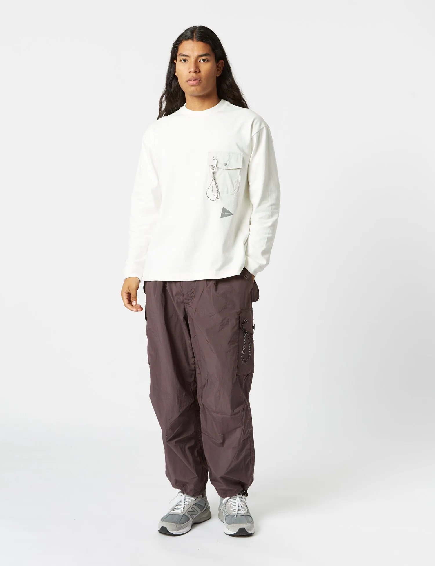 And Wander Pocket Long Sleeve T-Shirt - Off White