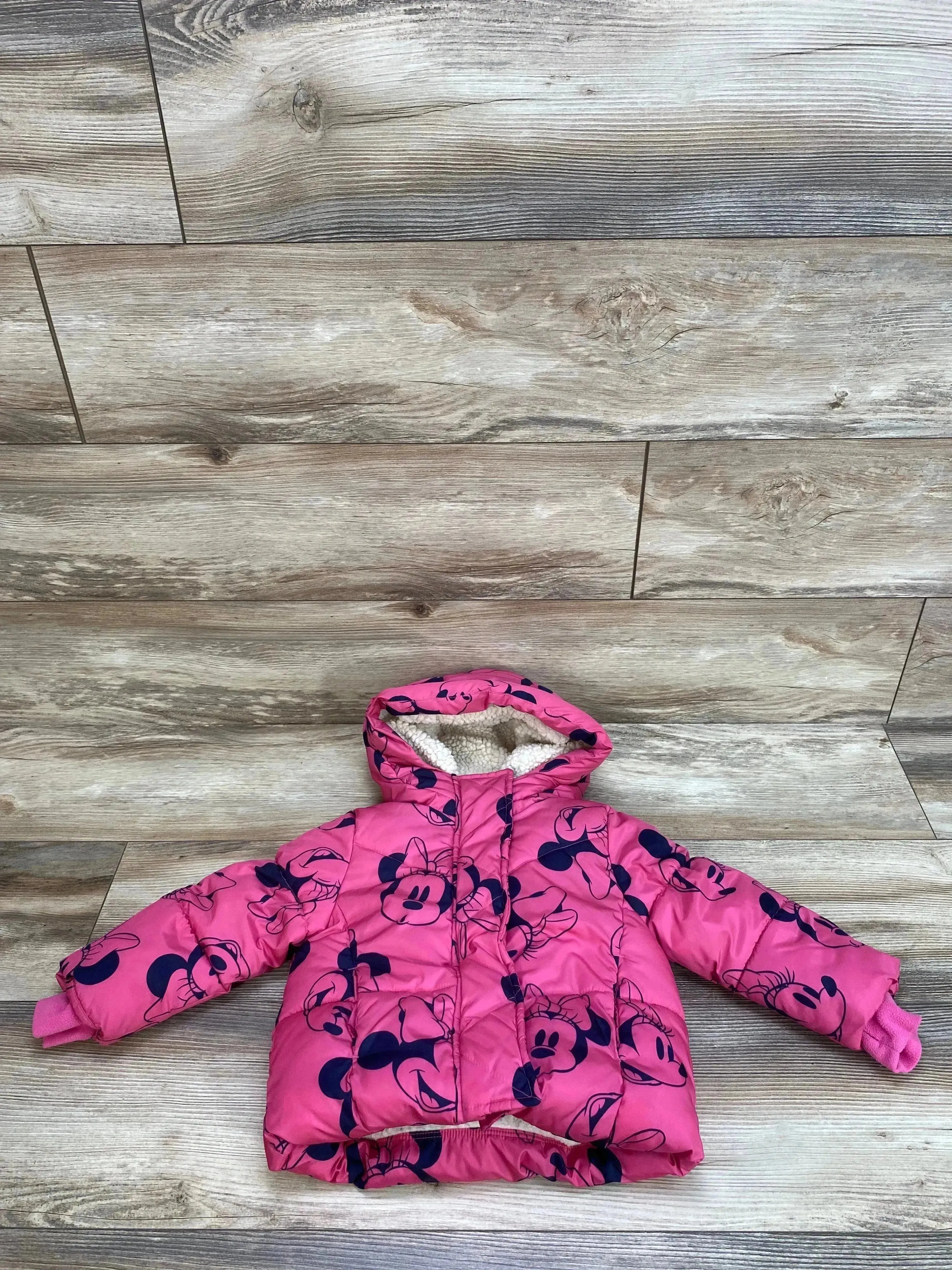 Baby Gap Disney Minnie Mouse Heavyweight Pink Puffer Jacket sz 2T