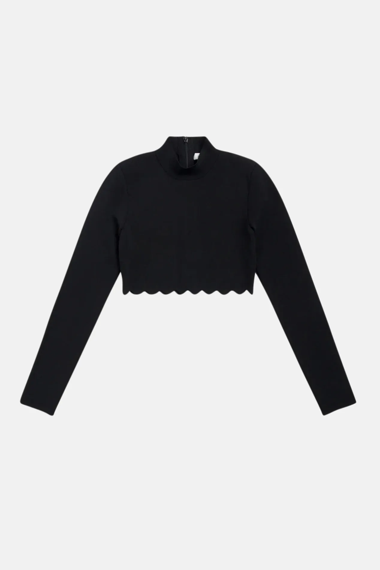 Bea Scalloped Knit Crop Top Black