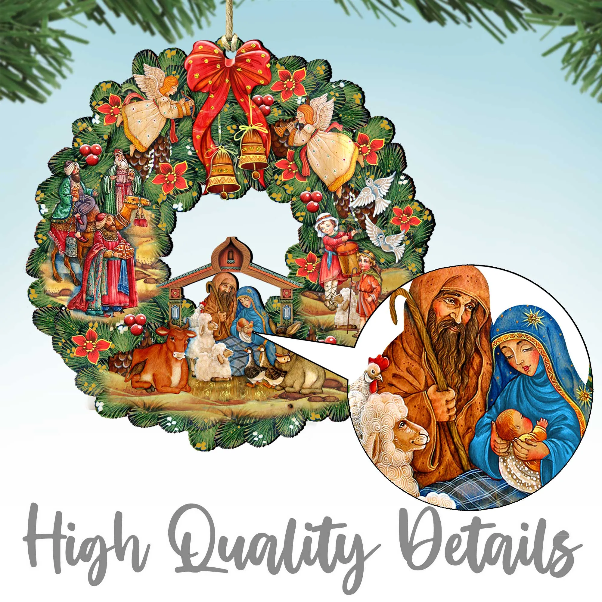 Bear Face Wooden Rustic Ornaments - 992144