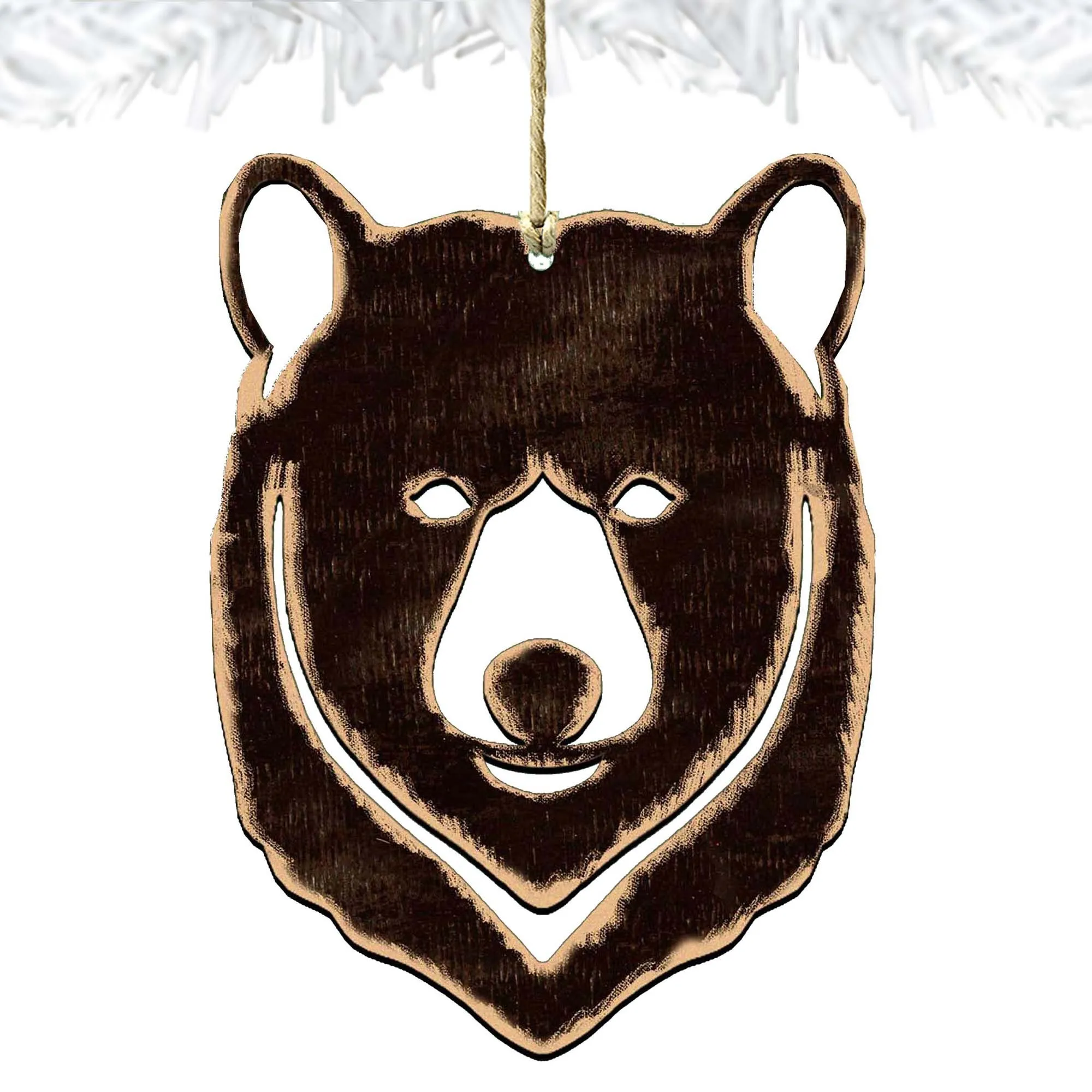 Bear Face Wooden Rustic Ornaments - 992144