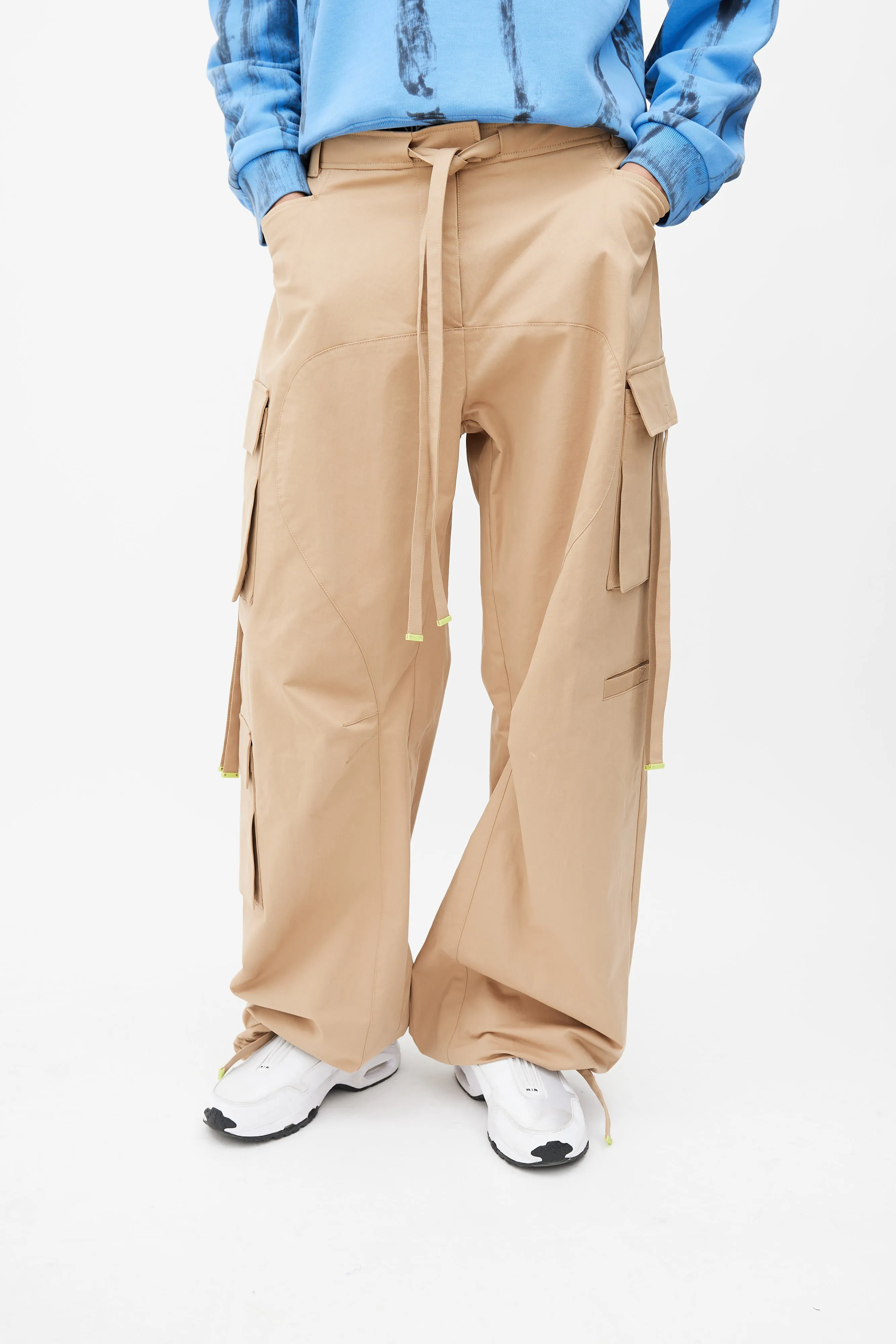 Beige Wide Leg Cargo Pant
