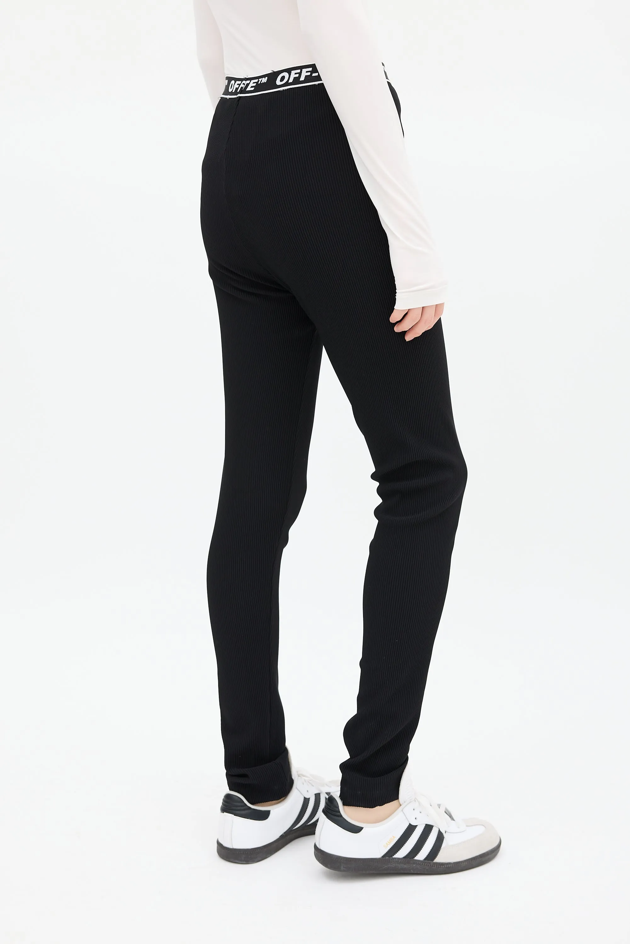 Black & White Ribbed Logo Legging