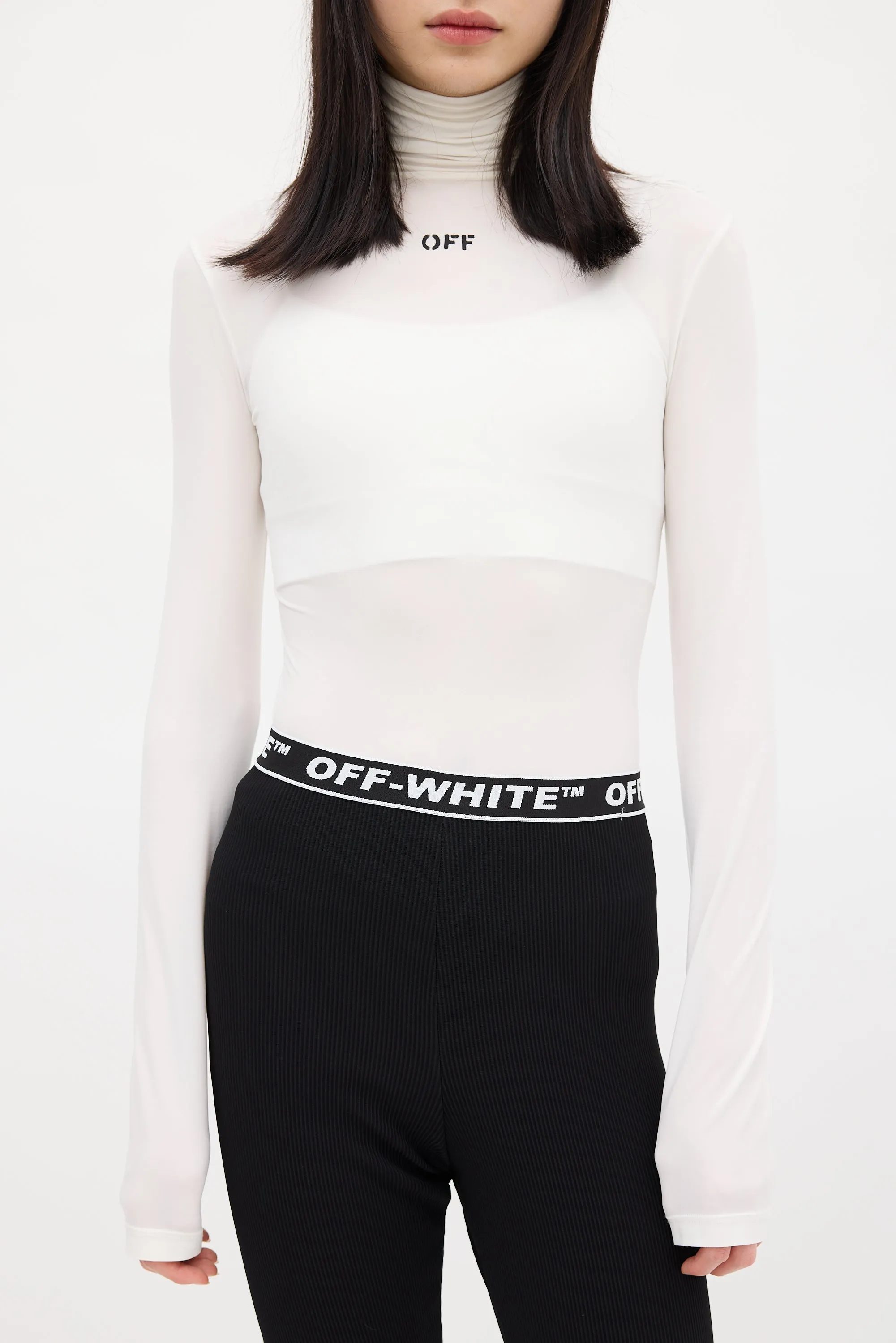 Black & White Ribbed Logo Legging