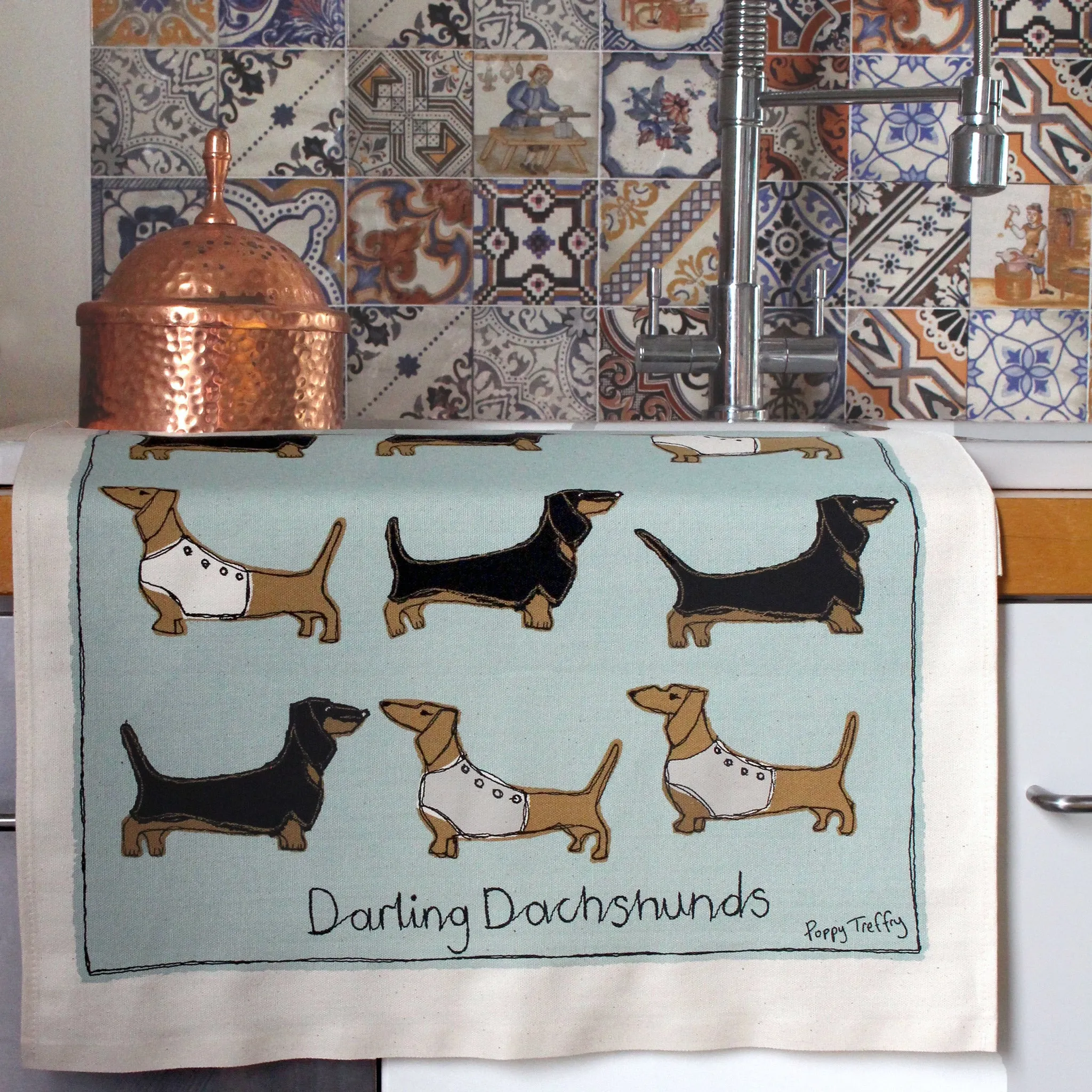 dachshunds tea towel