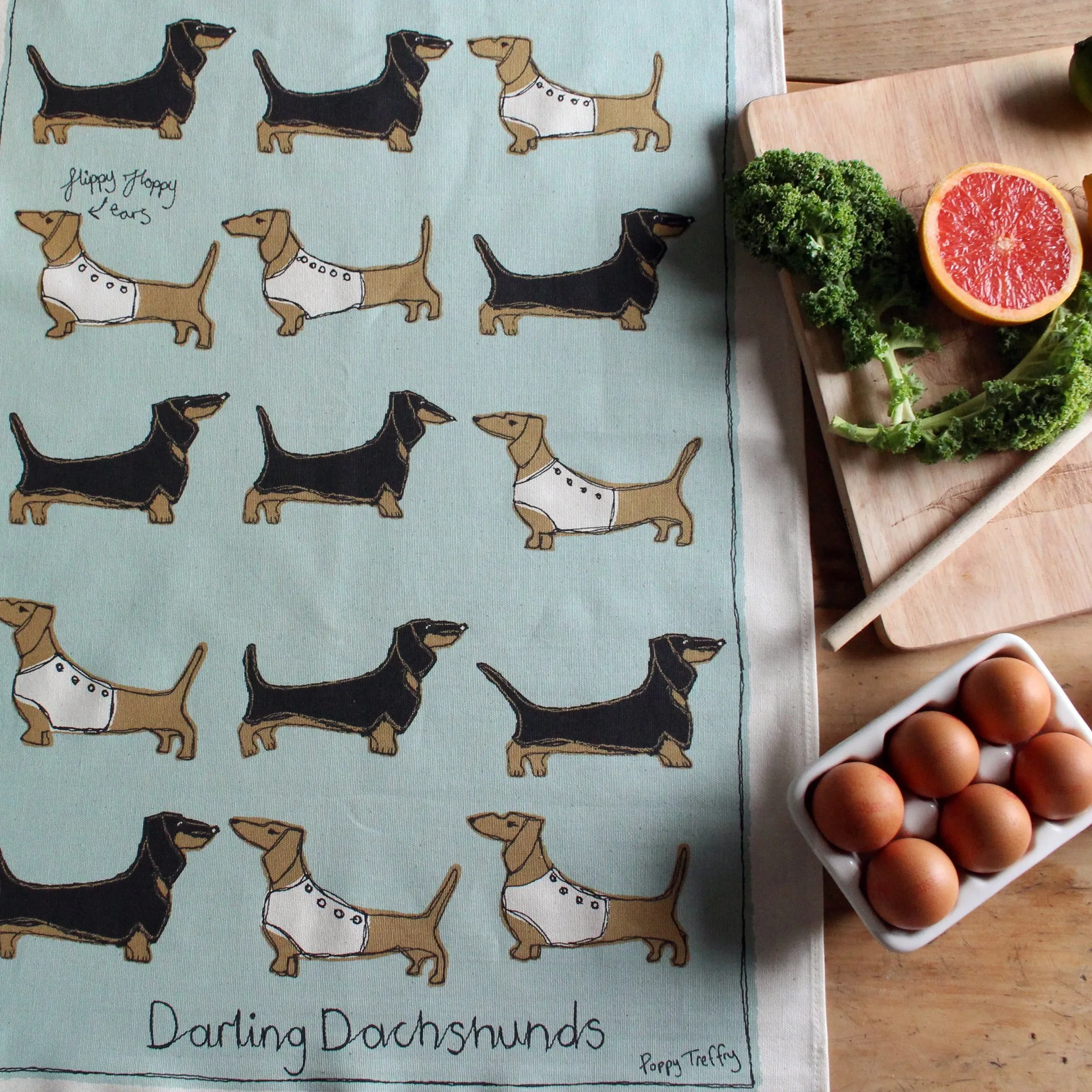 dachshunds tea towel