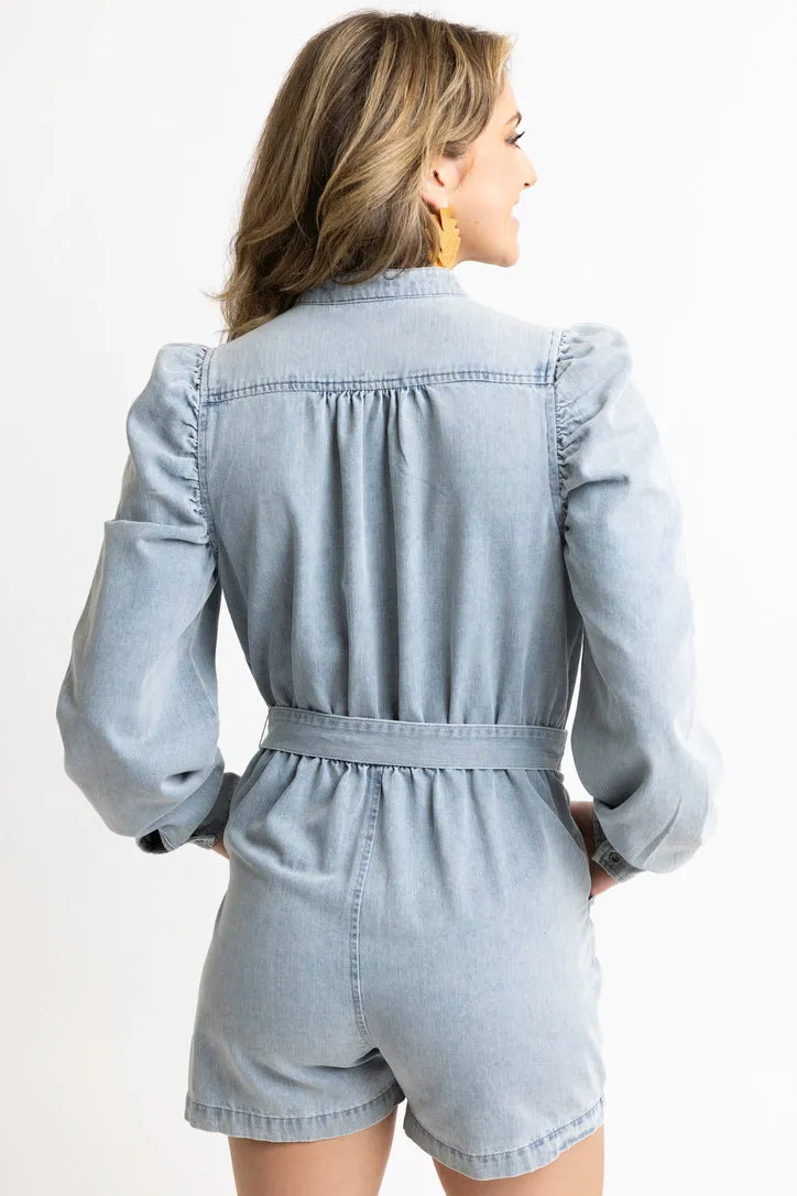 Denim Belt Romper