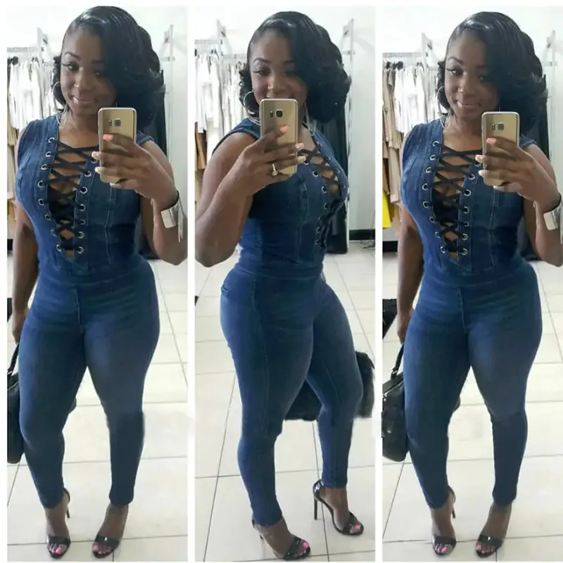 Denim Skinny Jean Jumpsuit