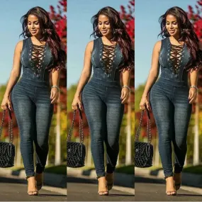Denim Skinny Jean Jumpsuit