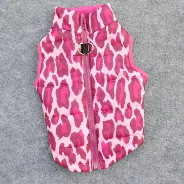 Fushia Leopard Print Padded Jacket Outfit Puppy Vest