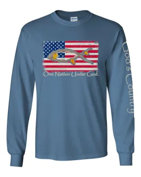 God's Country One Nation Under God Flag Long Sleeve T-Shirt