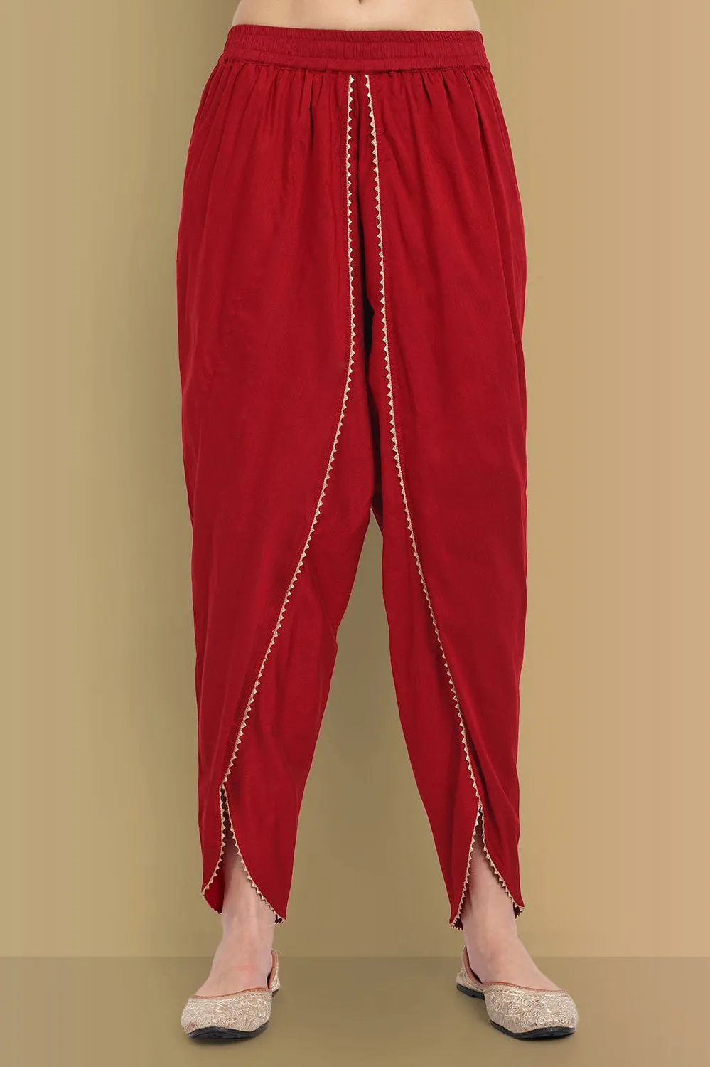 Handcrafted Aamna Cotton Banarasi & Dola Silk Ethnic Wear with tulip pant