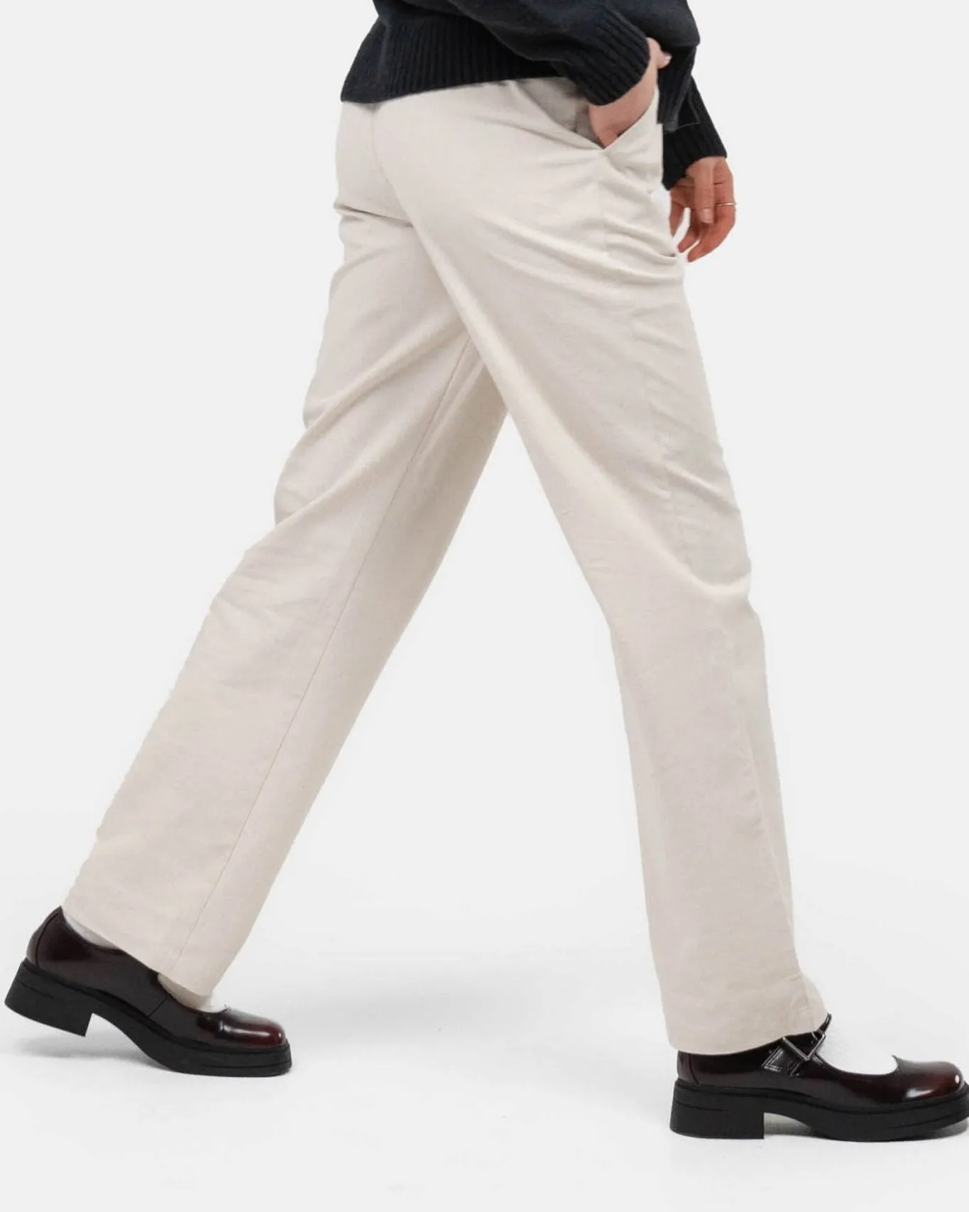 Heavyweight Hørbukser Højtaljede Beige