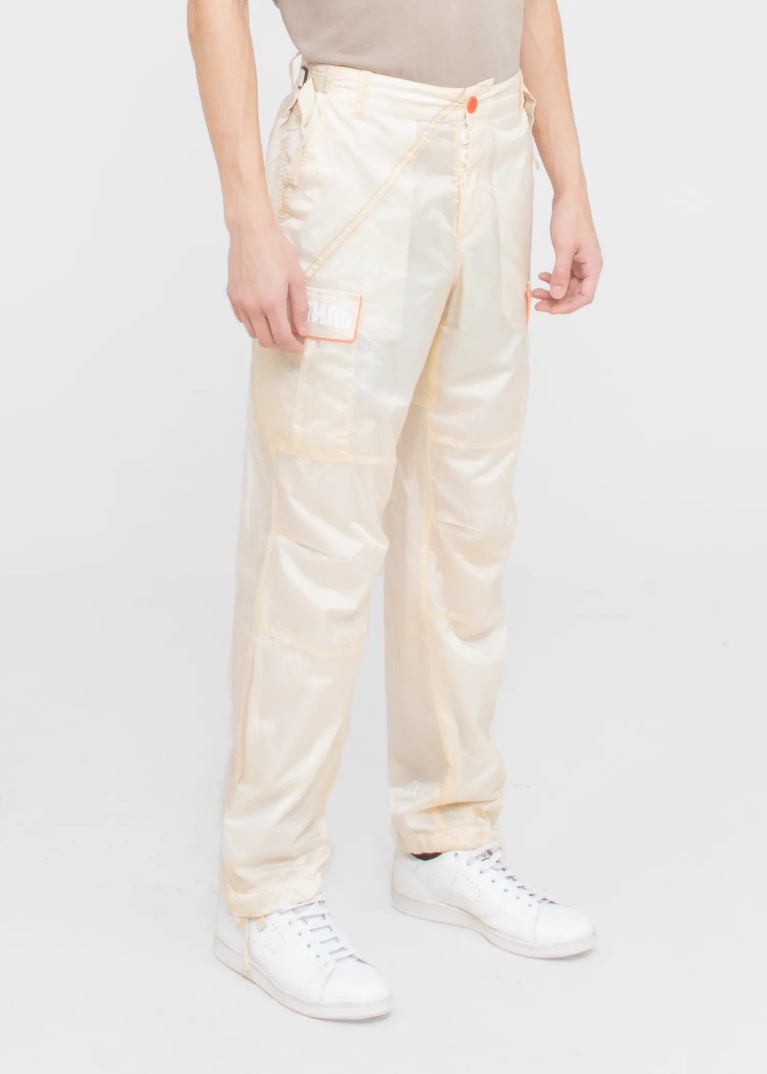 HERON PRESTON: PARACHUTE CARGO PANTS [WHITE]