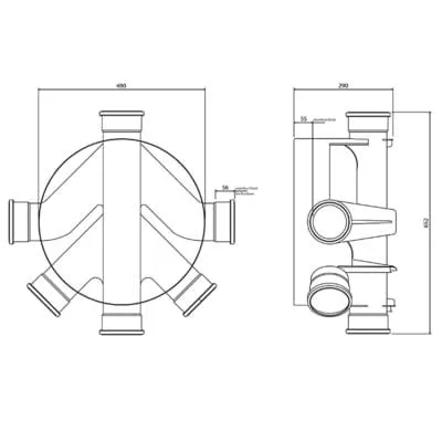 Inspection Chamber Base 450mm Diameter - Fixed Inlets