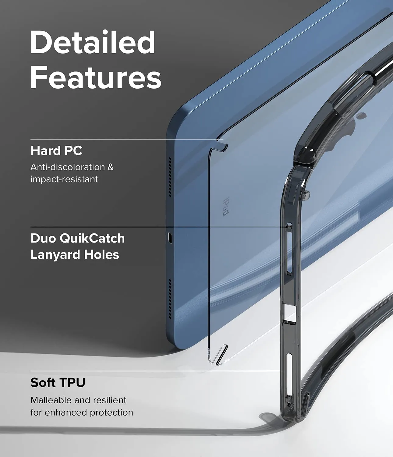 iPad 10th Generation 10.9'' (2022) Back Cover Case | Fusion & Outstanding Stand Combo - Smoke Black & Light Gray