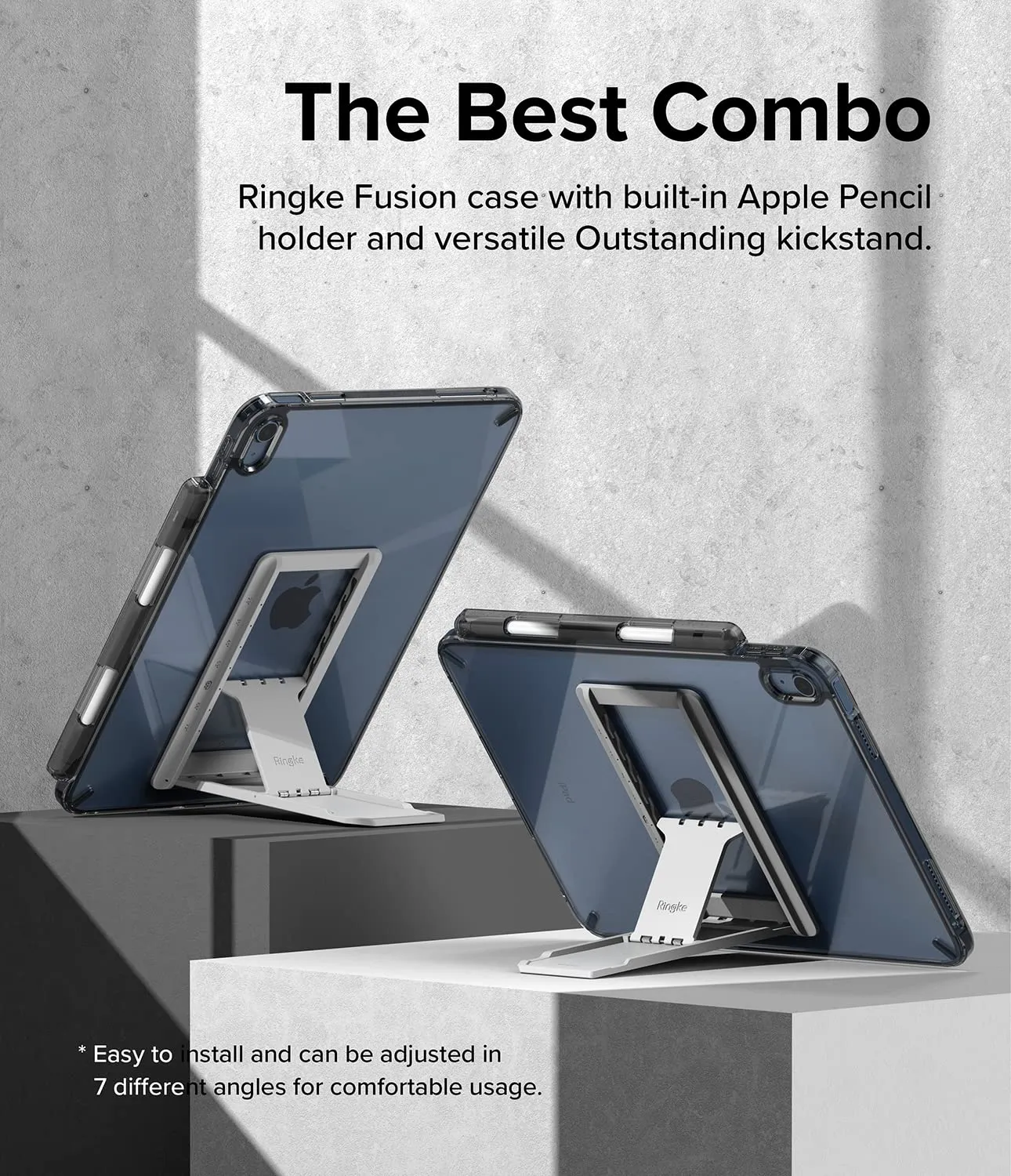 iPad 10th Generation 10.9'' (2022) Back Cover Case | Fusion & Outstanding Stand Combo - Smoke Black & Light Gray