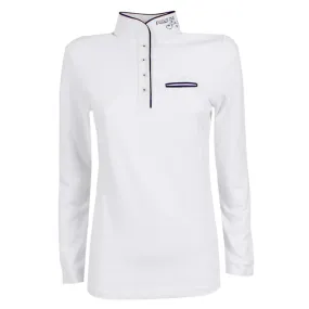 LADIES SHOW/COMPETITION POLO SHIRT BY EQUILINE, LONG SLEEVES, MOD. CINDY EQUILINE COL. WHITE