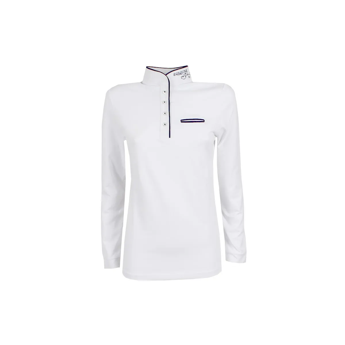 LADIES SHOW/COMPETITION POLO SHIRT BY EQUILINE, LONG SLEEVES, MOD. CINDY EQUILINE COL. WHITE