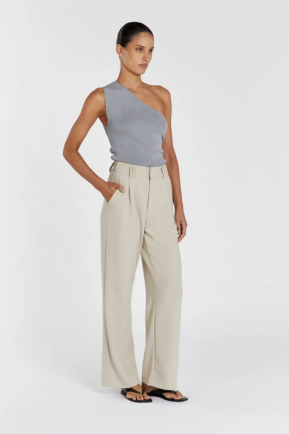 LANE SILVER MARLE ASYM KNIT TOP