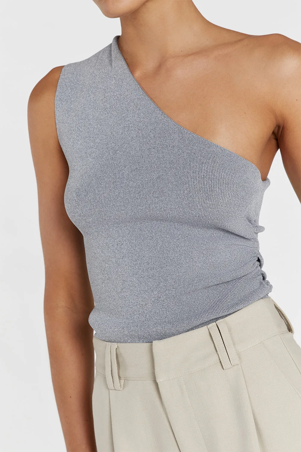 LANE SILVER MARLE ASYM KNIT TOP