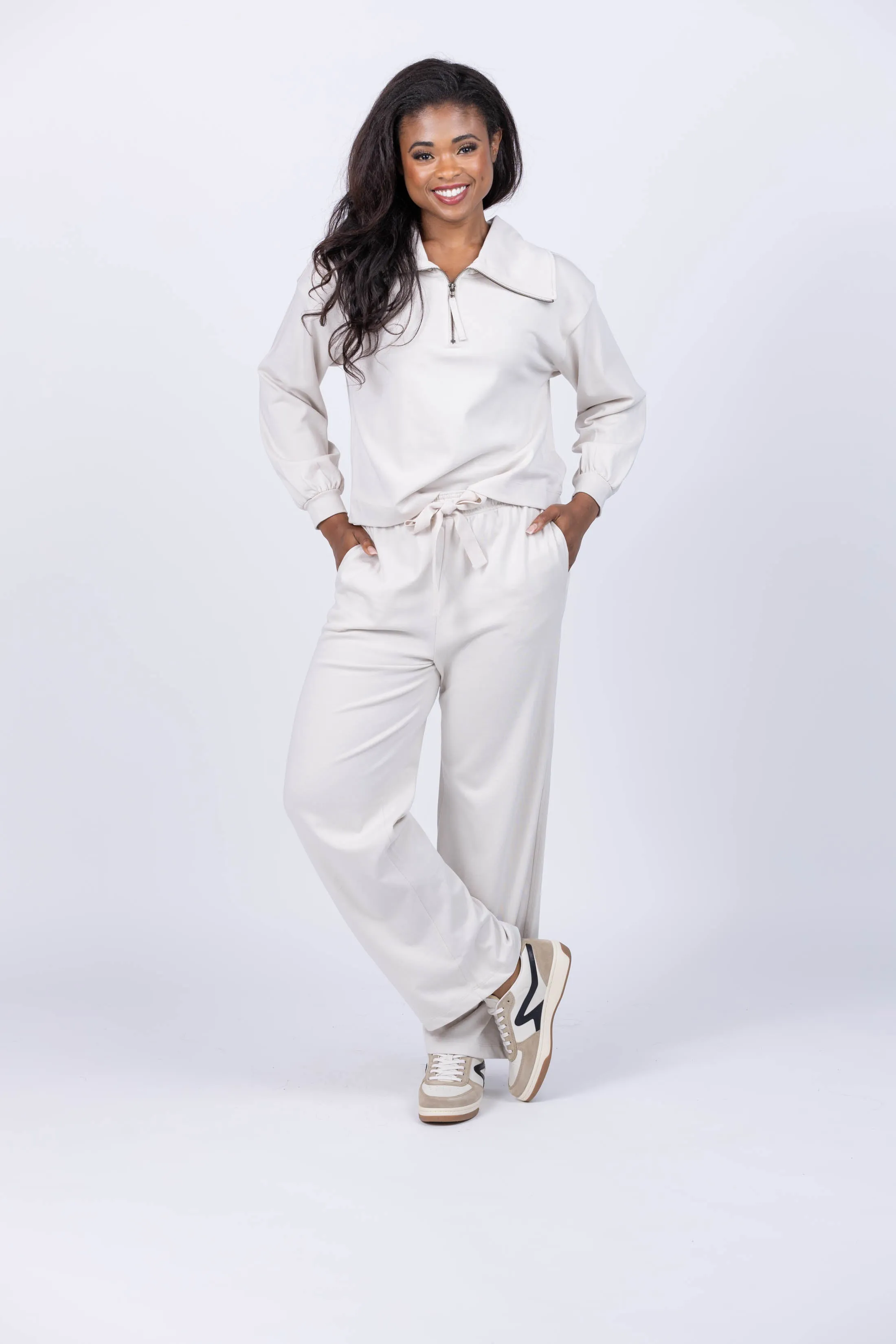 Lilla P Draw Cord Pant in Alabaster