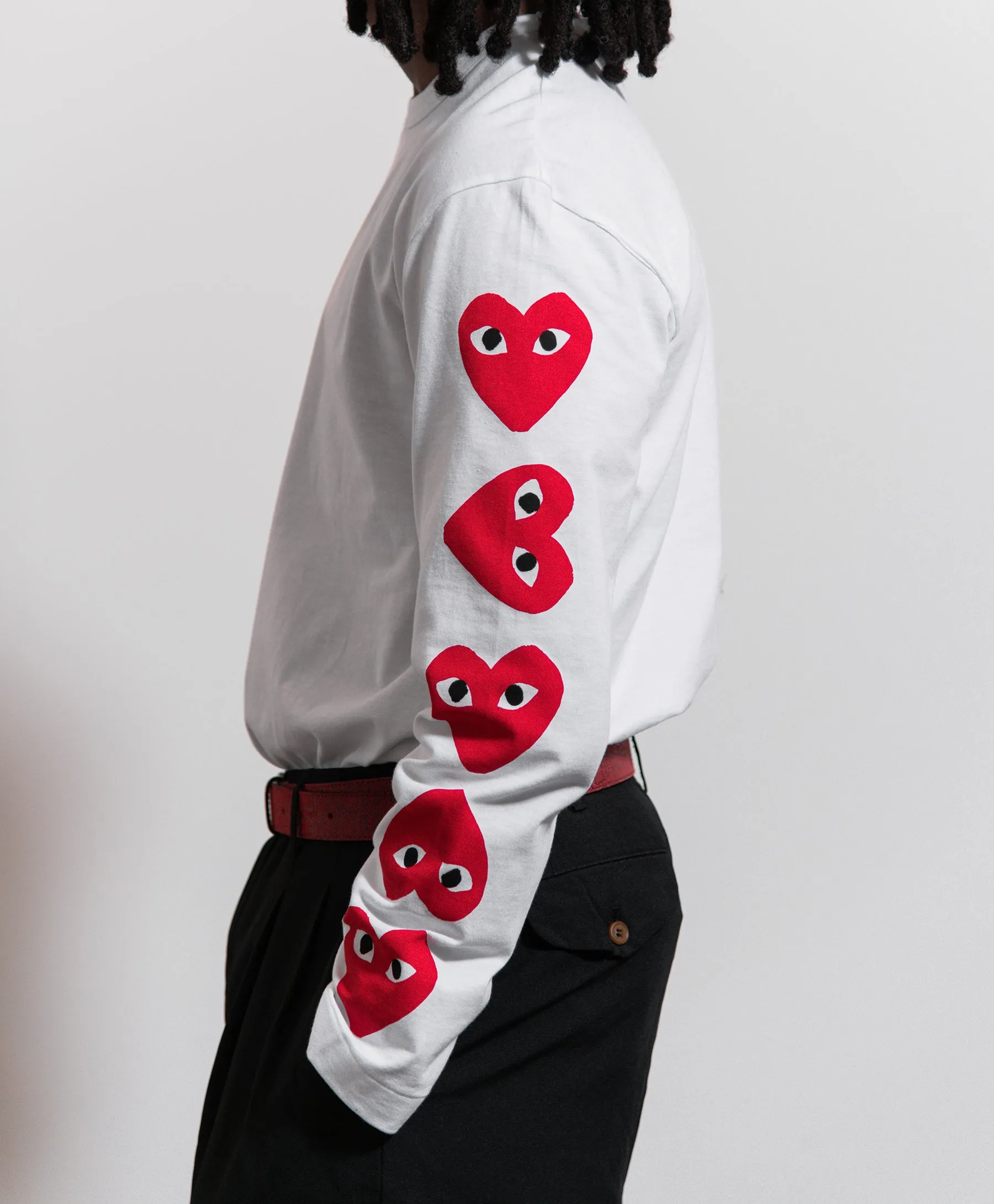 Long Sleeve Multi Heart Tee White T262