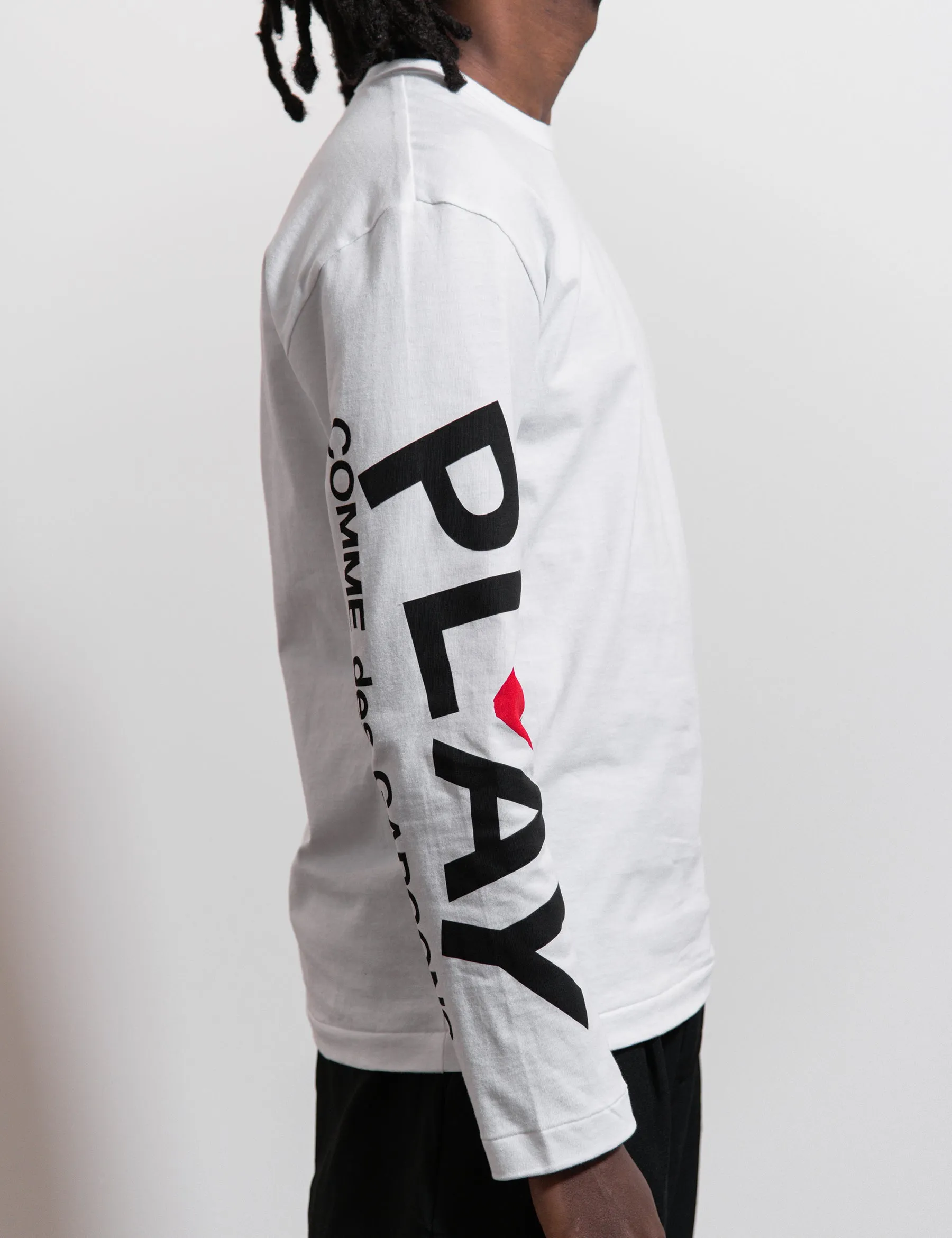 Long Sleeve Single Heart Tee White