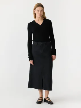 Longerline Denim Skirt | Washed Black