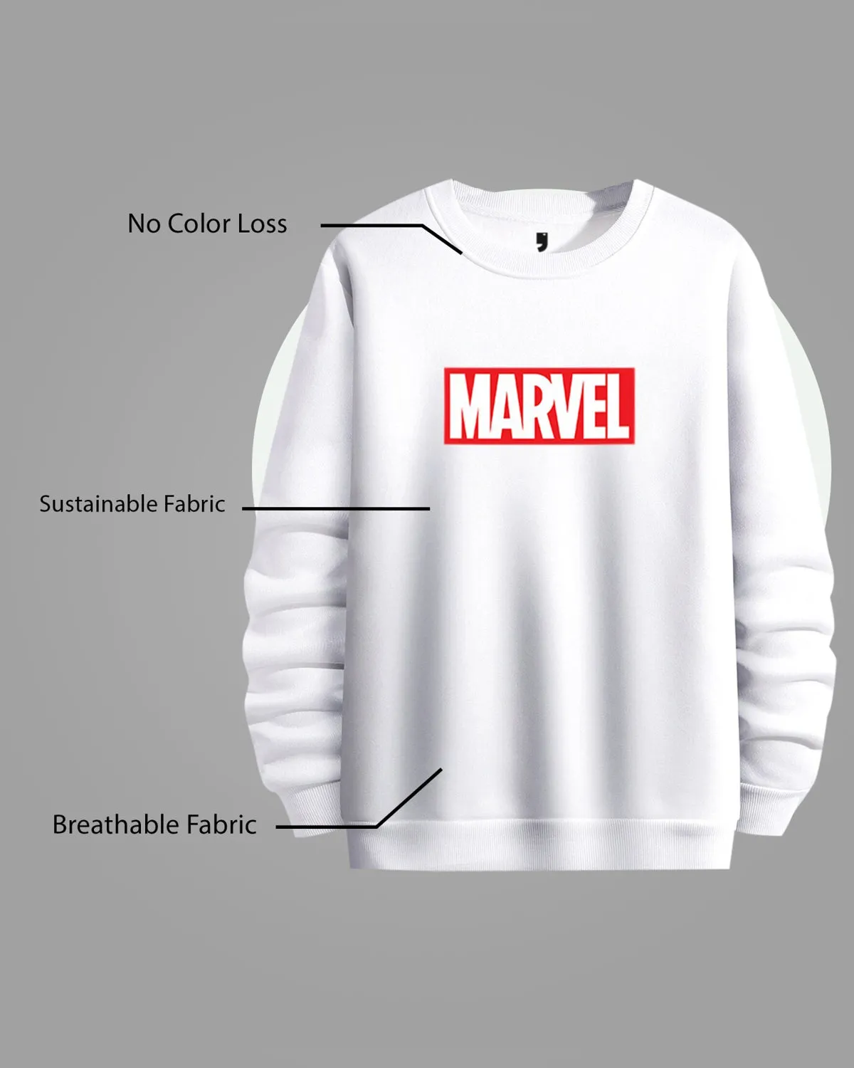Marvel Logo Printed White Full Sleeve T-Shirt