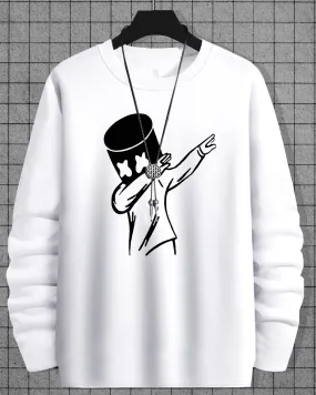 Men Marshmallow Printed White Full Sleeve T-shirt
