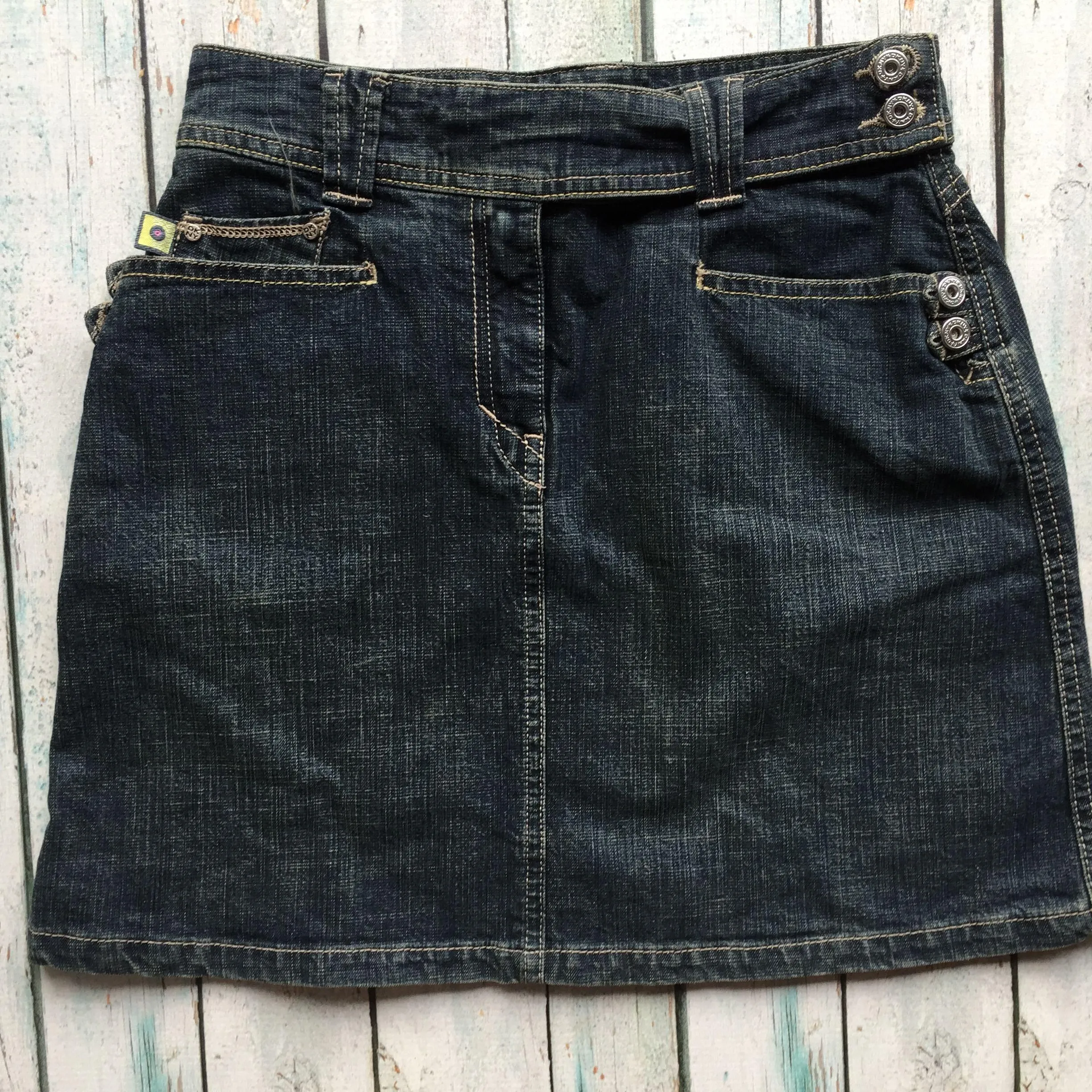 NWT - DKNY Tab Waist Denim Skirt - Size 12