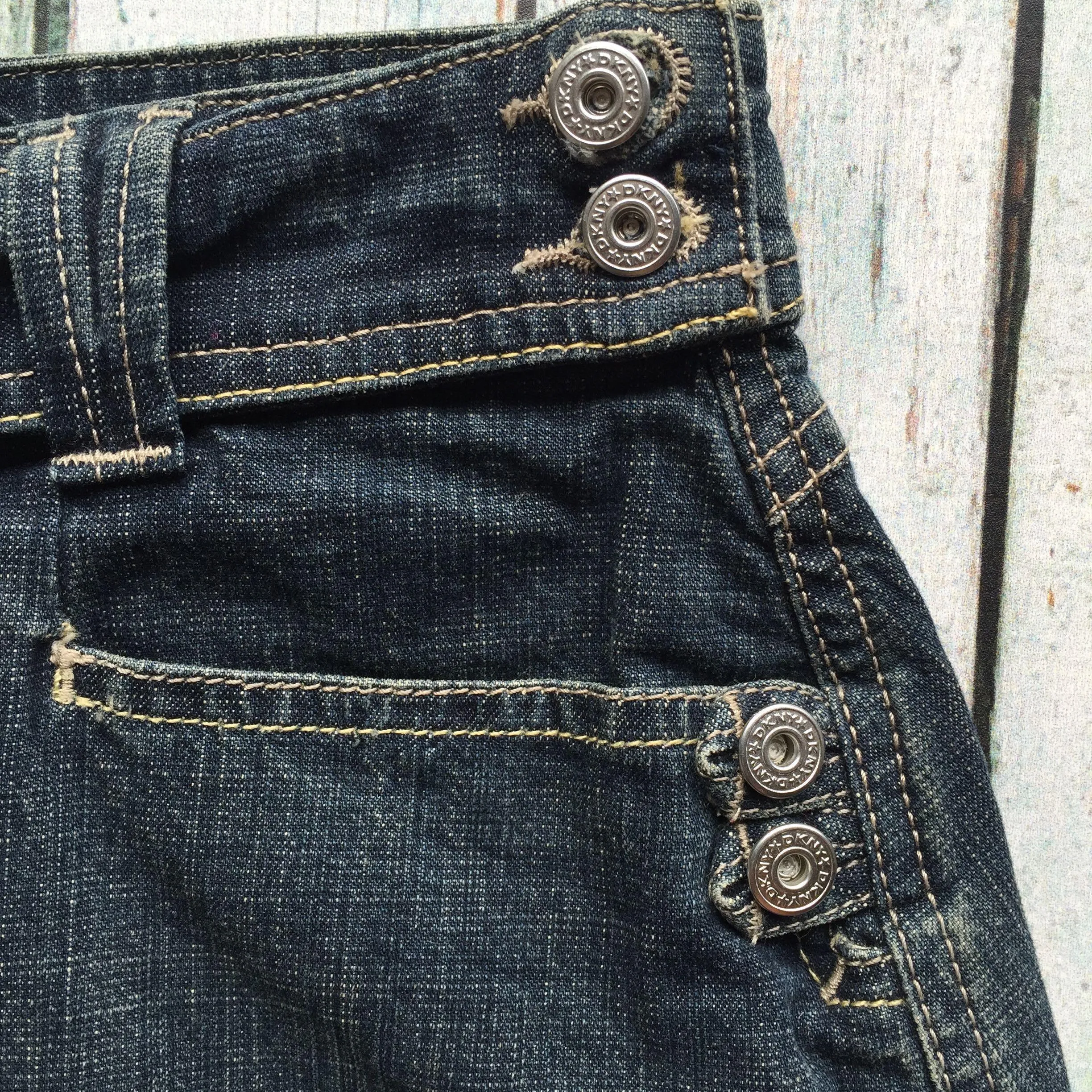 NWT - DKNY Tab Waist Denim Skirt - Size 12