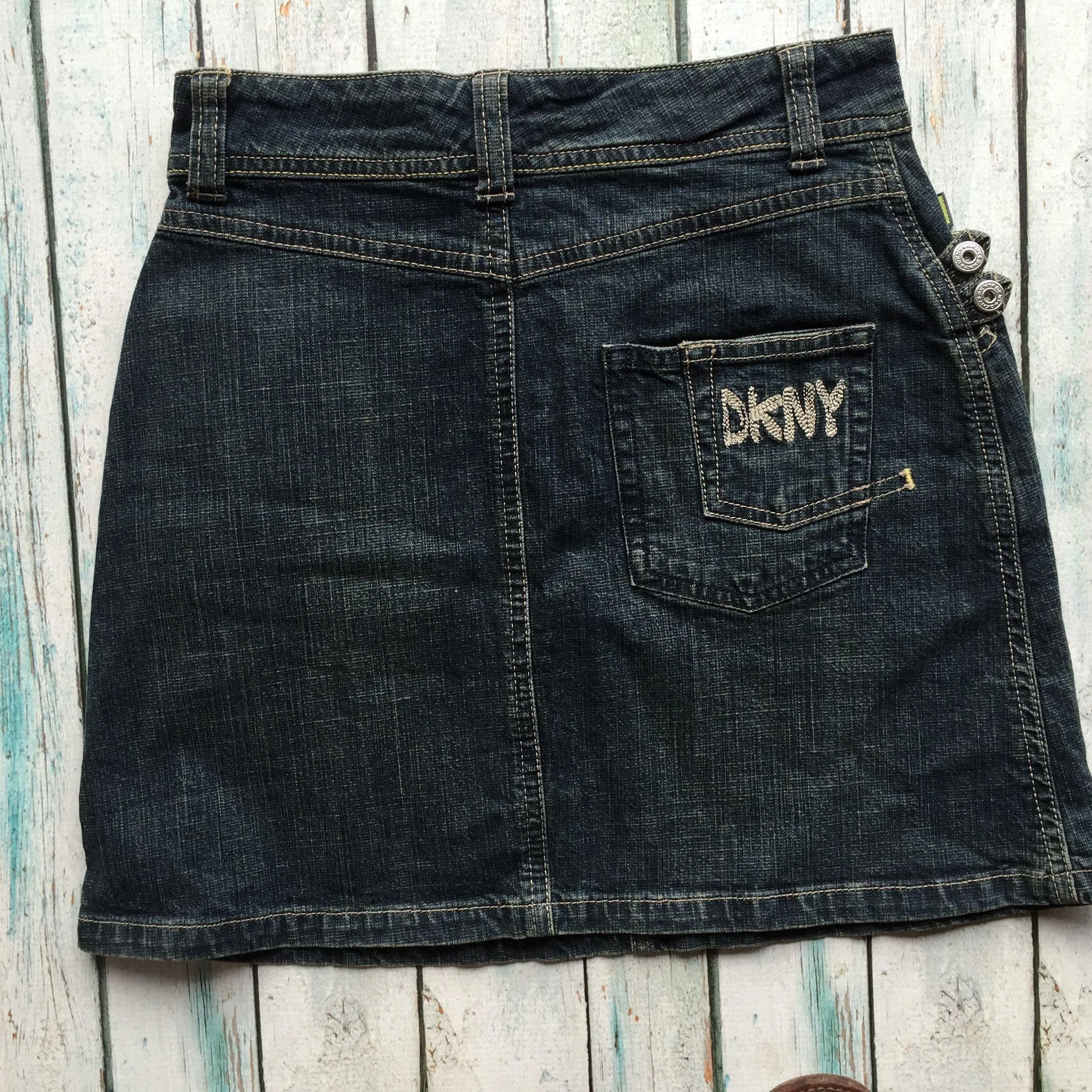 NWT - DKNY Tab Waist Denim Skirt - Size 12