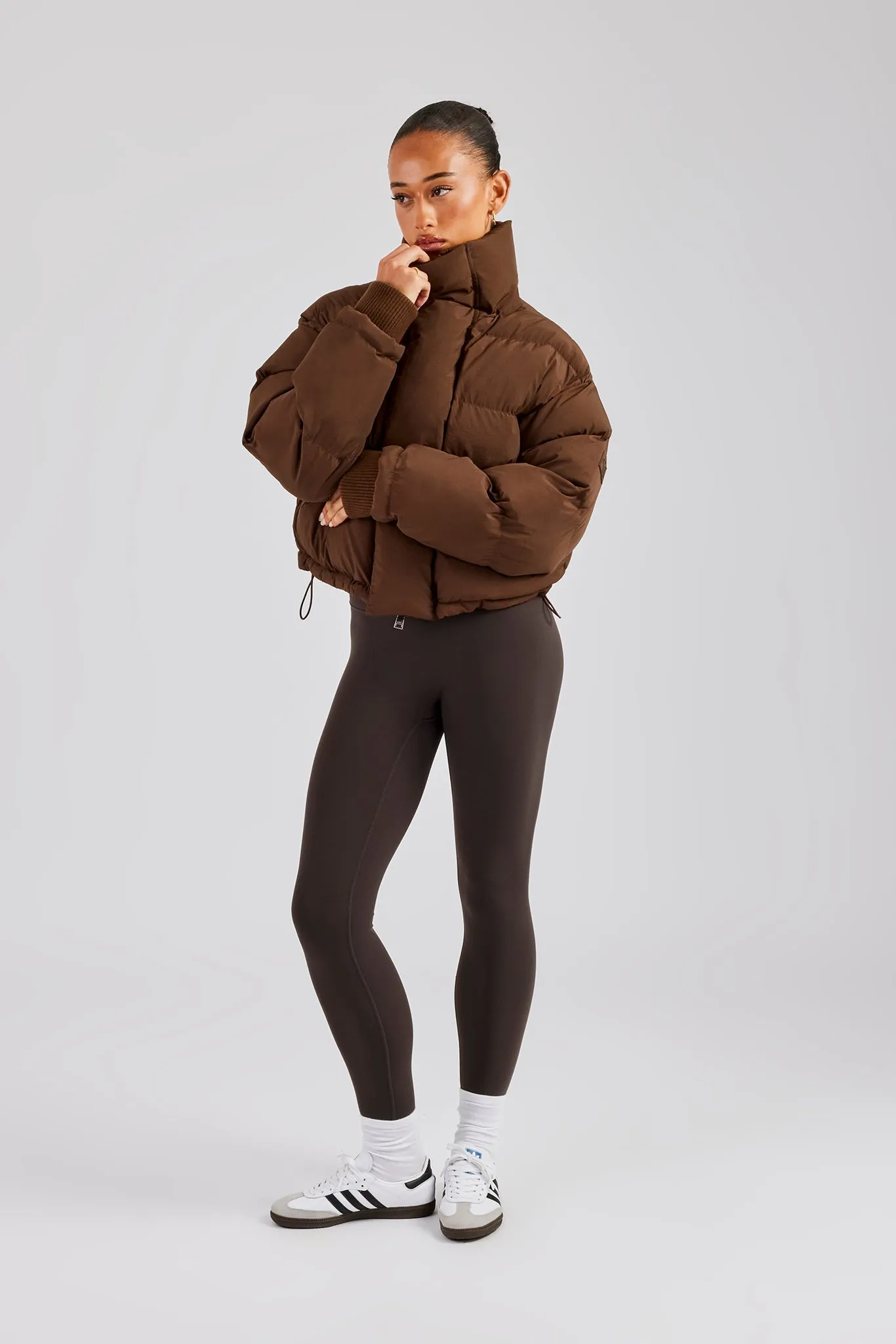 Oversized Padded Puffer Jacket - Chocolate