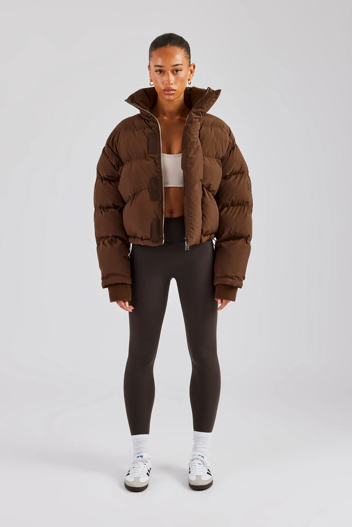 Oversized Padded Puffer Jacket - Chocolate