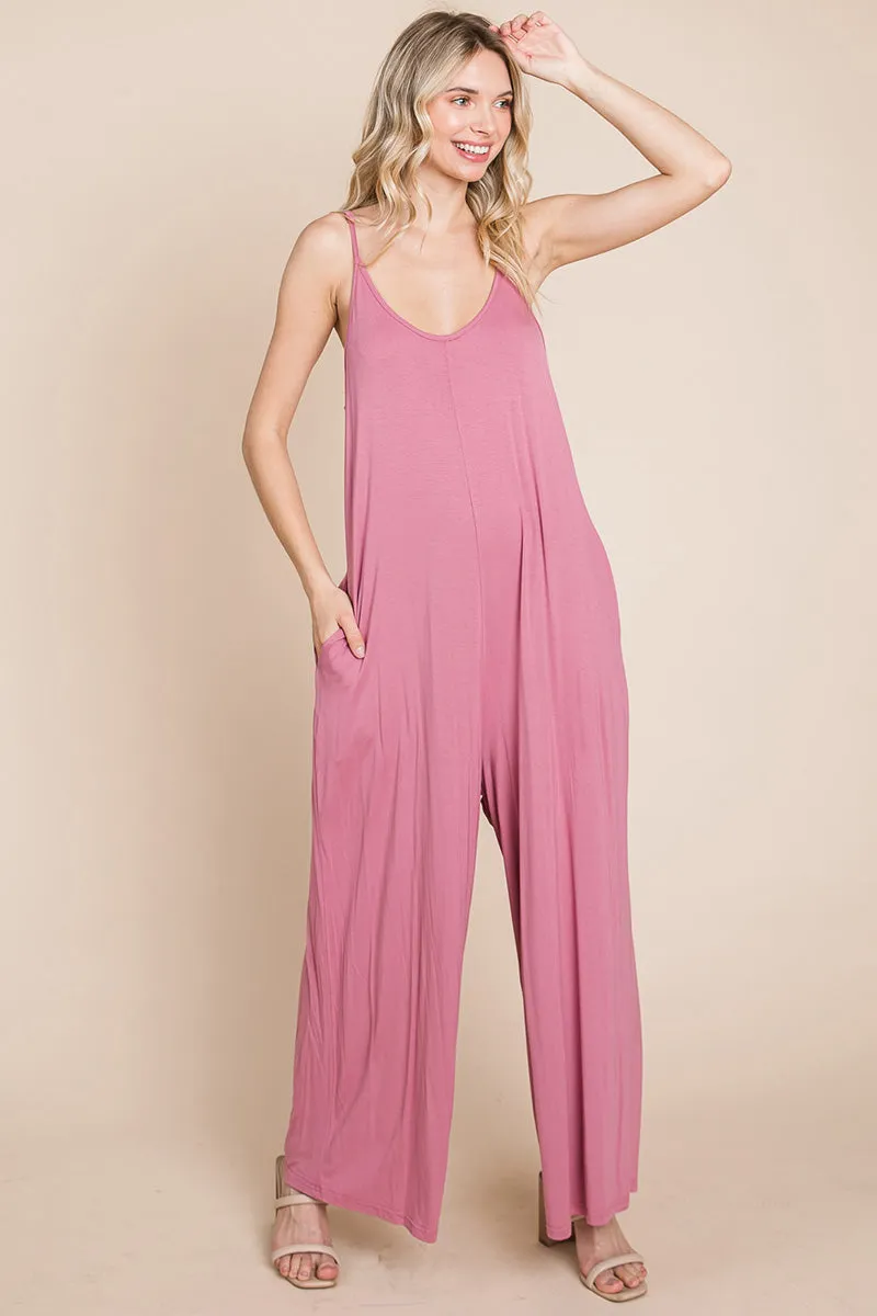 Sleeveless Wide Leg Pocketed Jumpsuit