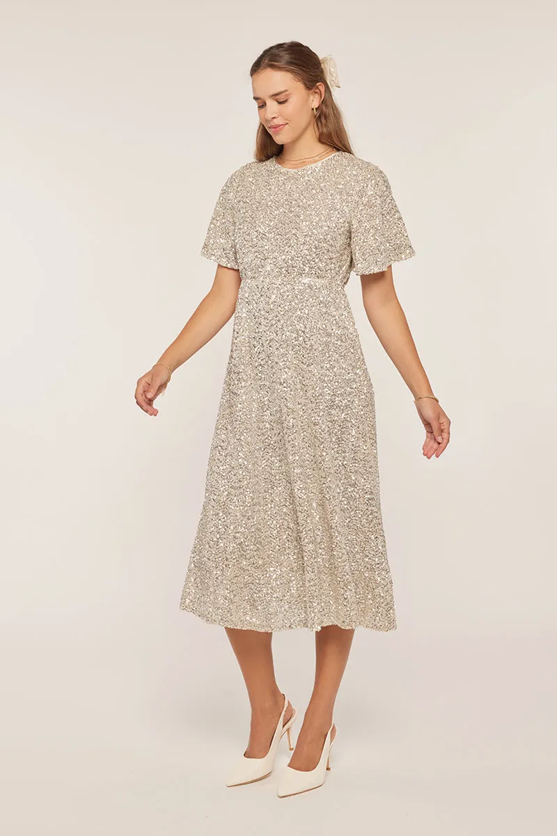 The Allegra Sequin Dress in Champagne - FINAL SALE