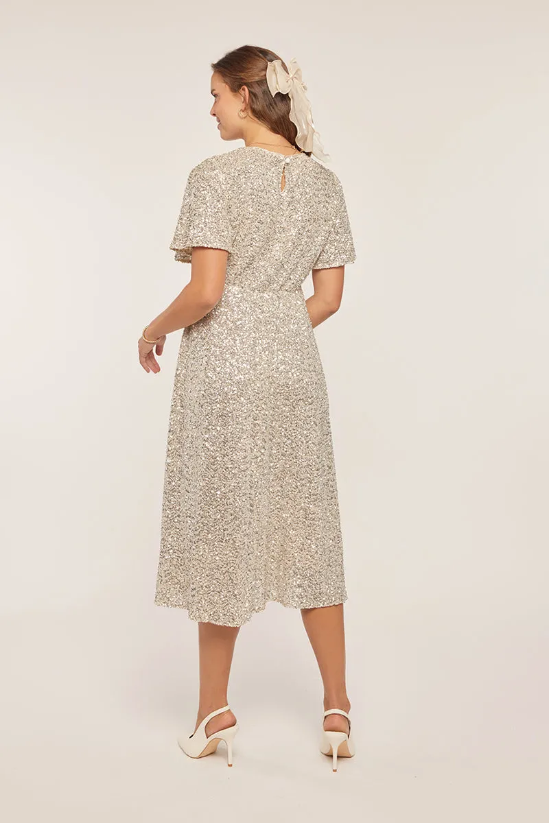 The Allegra Sequin Dress in Champagne - FINAL SALE